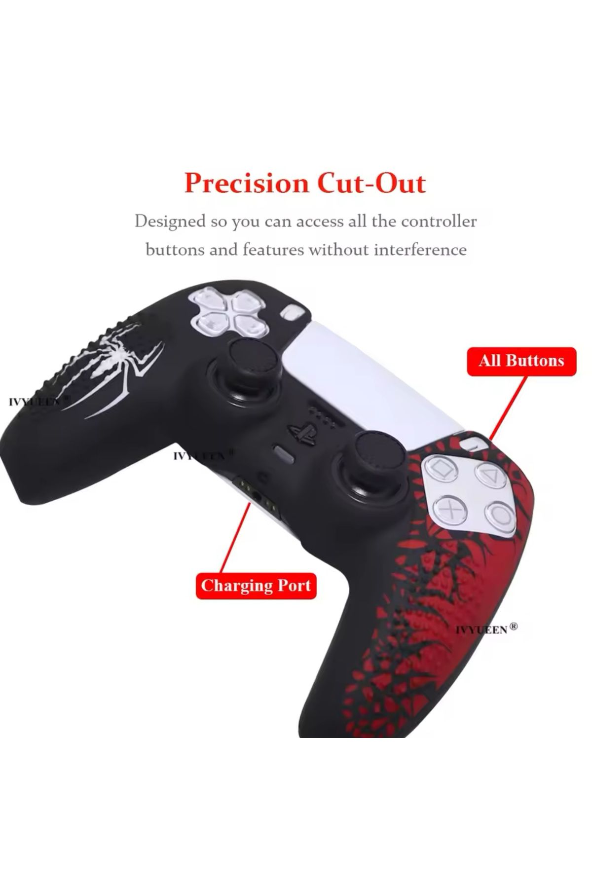 CRKTEKNOLOJİ Ps5 Dualsense Spiderman Desenli Gamepad Uyumlu Slikon Kılıf Case