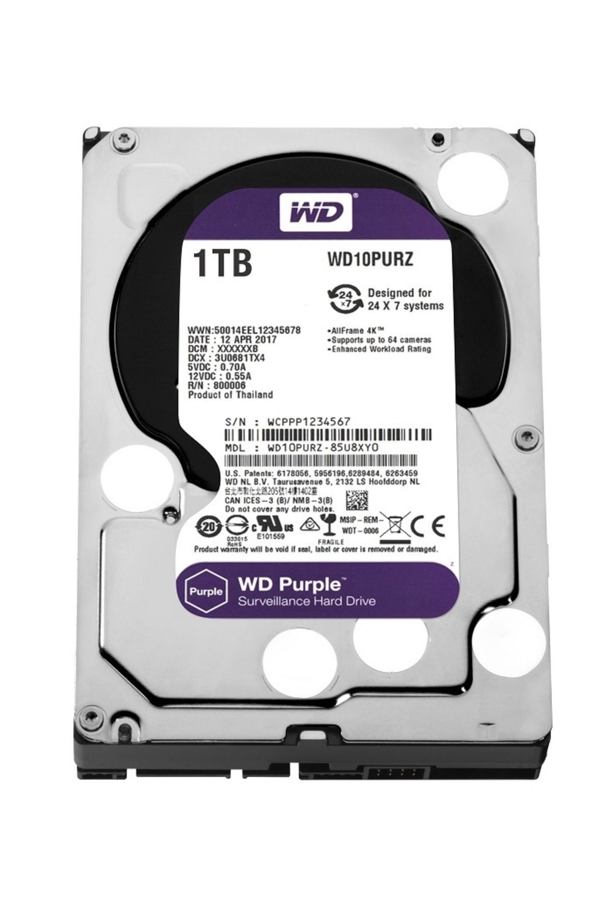 WD Purple 10purz 1tb 5400rpm Sata 3 64mb 3.5" Sabit Disk