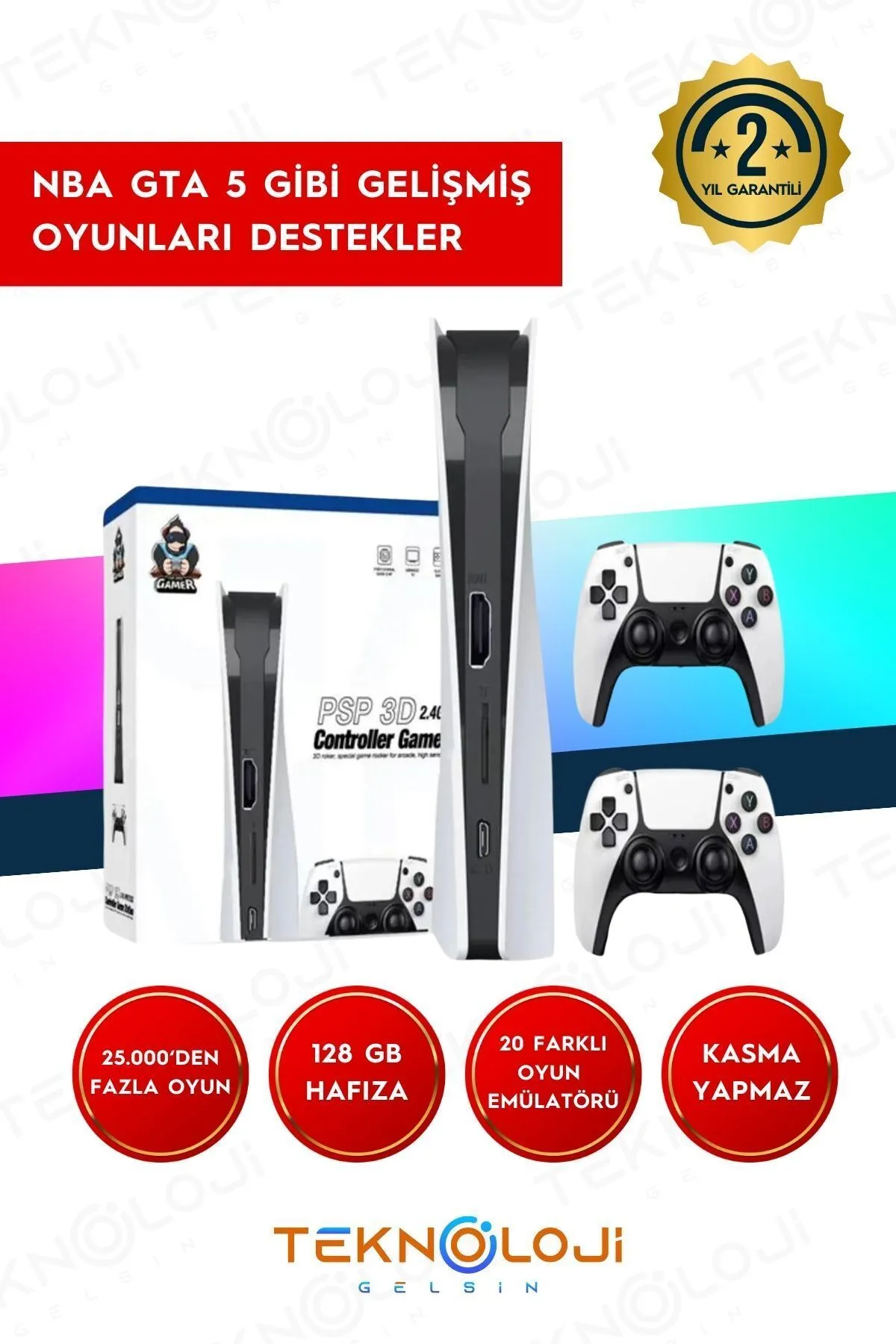 Teknoloji Gelsin Q10 Atari 4K UltraHd Oyun Konsolu Çift Konsol 26.776 Oyun 128 Gb 2.4Ghz 3D NeoGeo/Sega/PS1-2/GTA/NBA