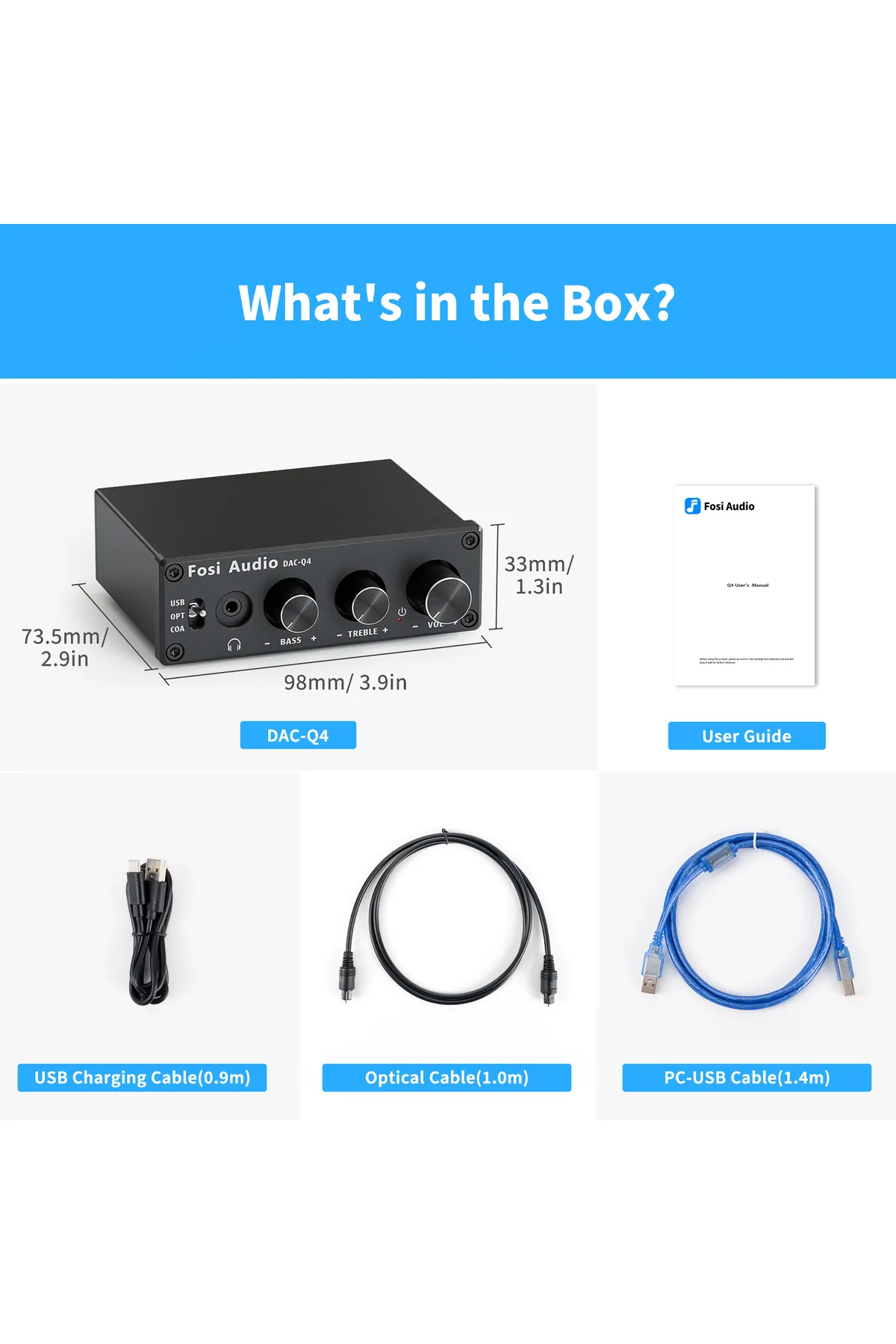 Fosi Audio Q4 Mini DAC Oyun Stereo Kulaklık Amplifikatörü, USB/Optik/ - Analog Ses Dönüştürücü