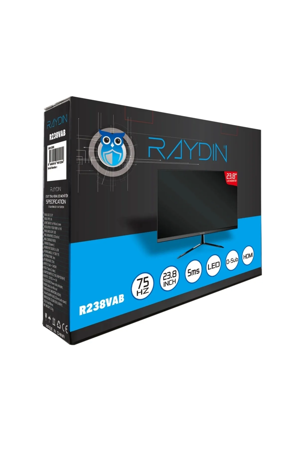 Raydın R238vab 23,8&quot; 5ms, 75hz, Full Hd, D-sub, Hdmı, Frameless, Va Led Monitör (SİYAH)