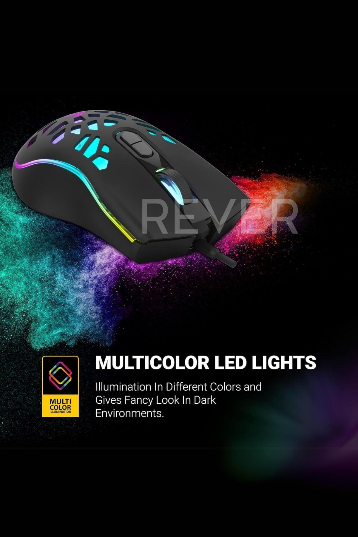 Rever Rainbow Led Işıklı 3600Dpi Gaming Oyuncu Mouse