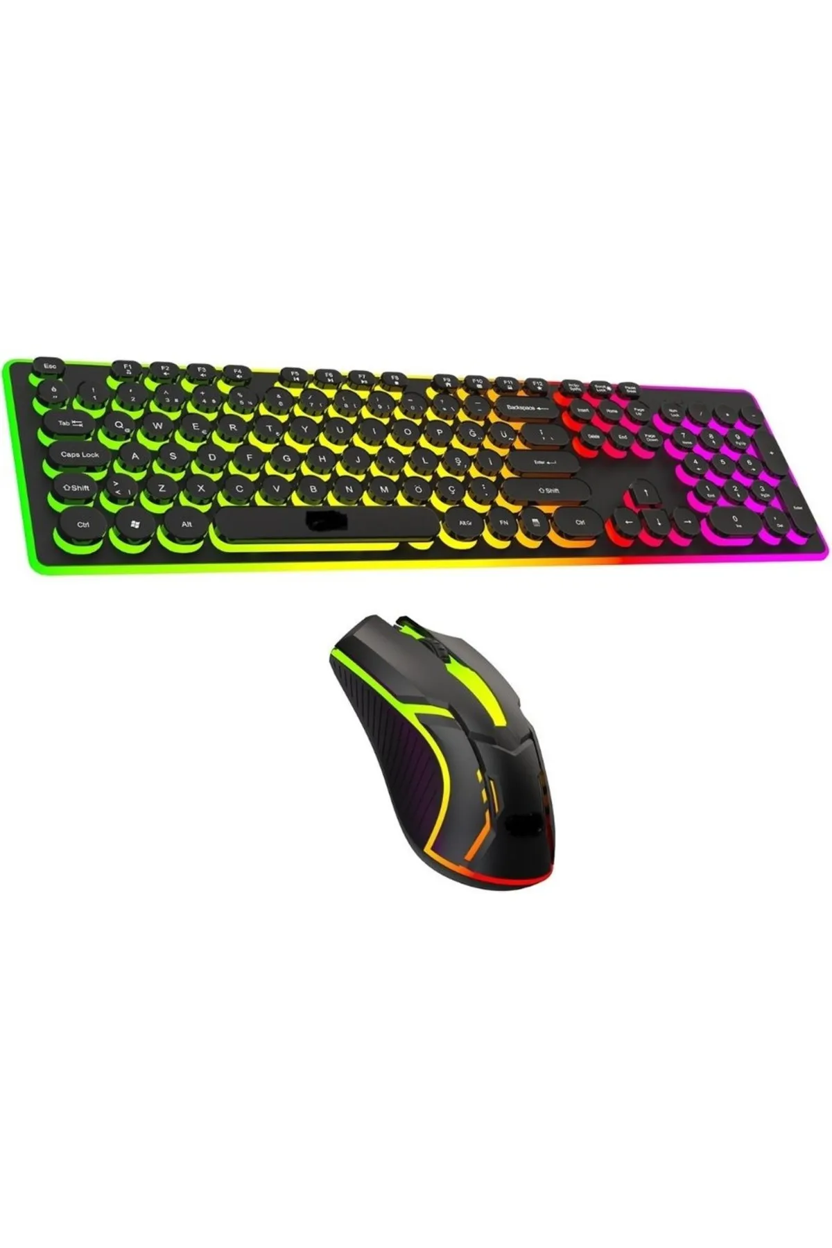 SNEXPRES Rainbow  Rgb Gaming Klavye Kablolu Mekanik 105 Tuşlu LED Işıklı Oyuncu Klavye + Mouse