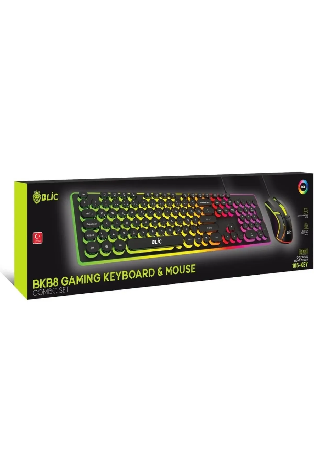 SNEXPRES Rainbow  Rgb Gaming Klavye Kablolu Mekanik 105 Tuşlu LED Işıklı Oyuncu Klavye + Mouse