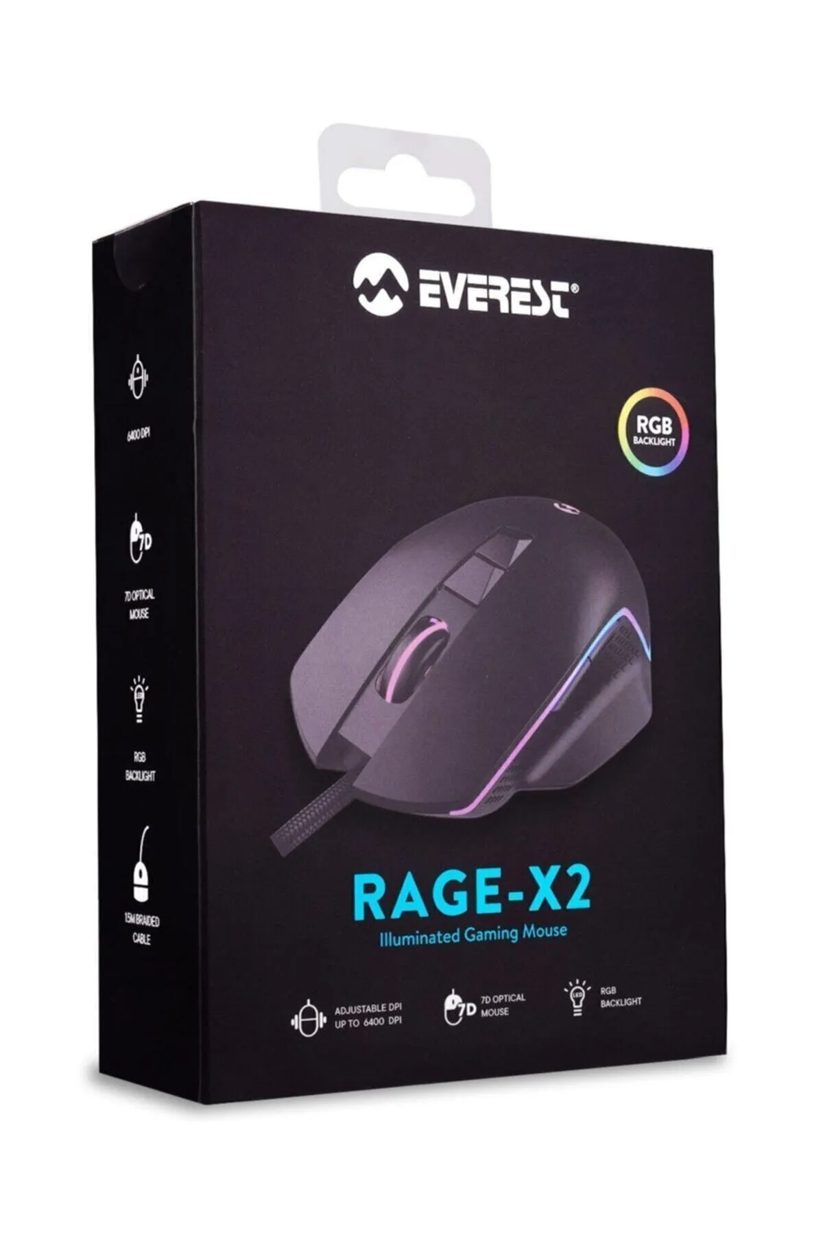 Everest Rampage Rage-x2 Siyah 6400 Dpı Rgb Gaming Oyuncu Mouse