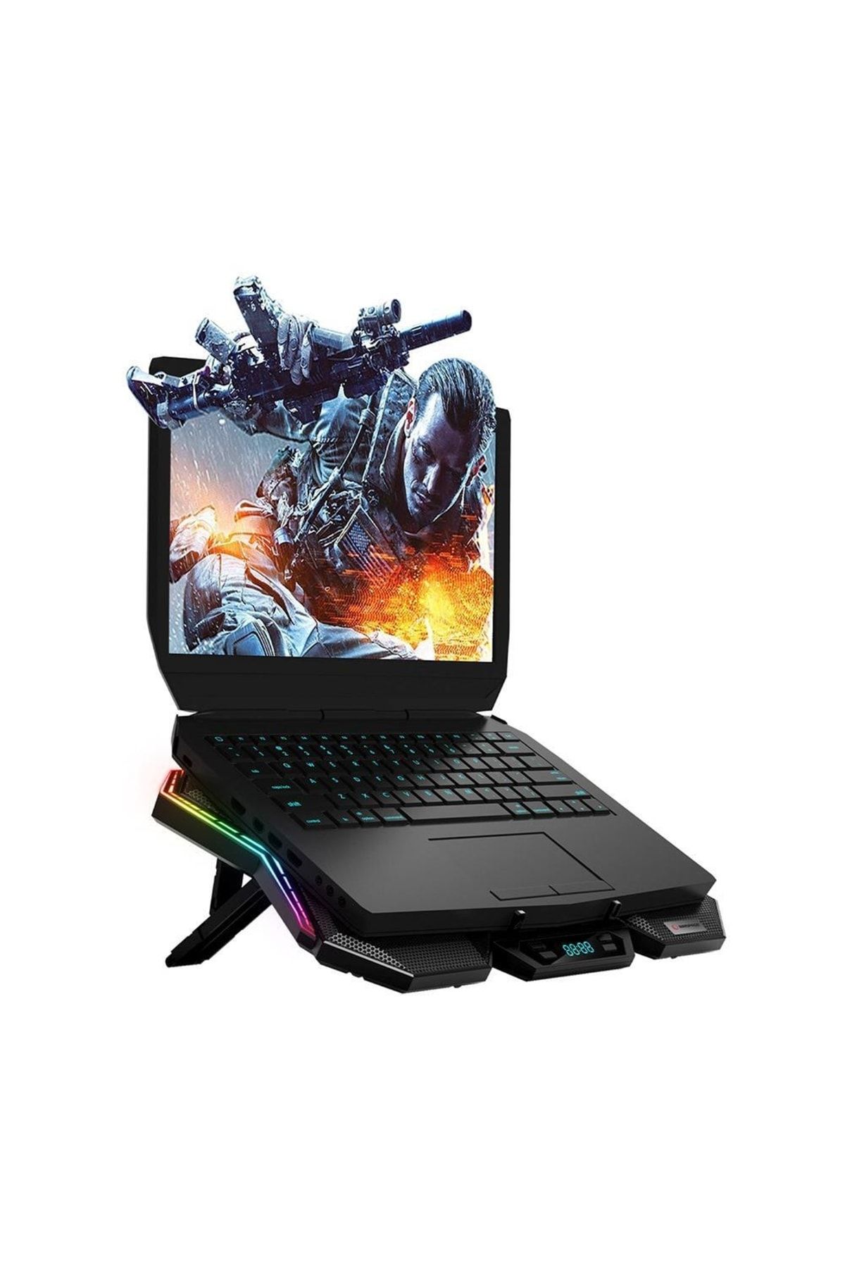 Addison Rampage X-gale Uyumlu 6 Fan 12 Işık Modlu 7 Açılı Notebook Soğutucu Stand-siyah