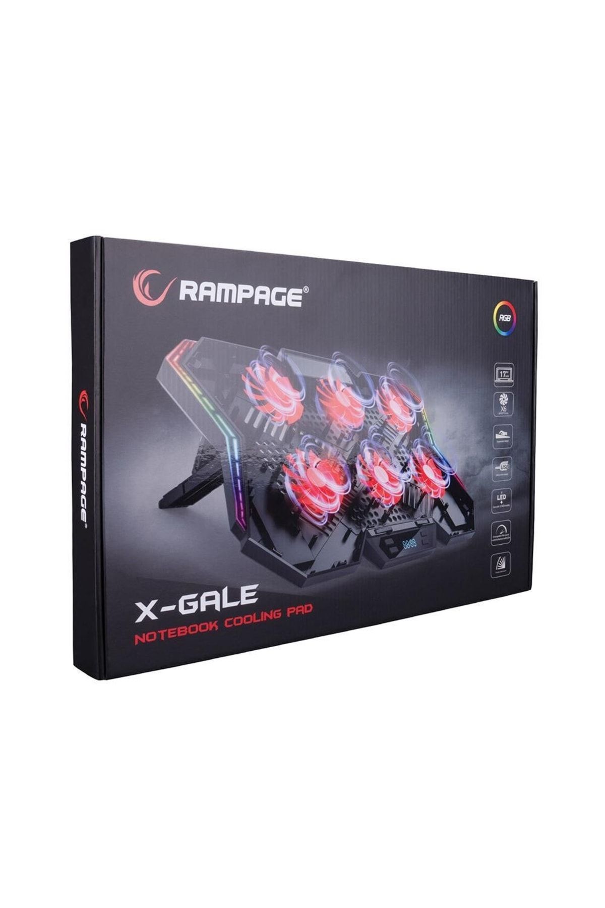 Addison Rampage X-gale Uyumlu 6 Fan 12 Işık Modlu 7 Açılı Notebook Soğutucu Stand-siyah