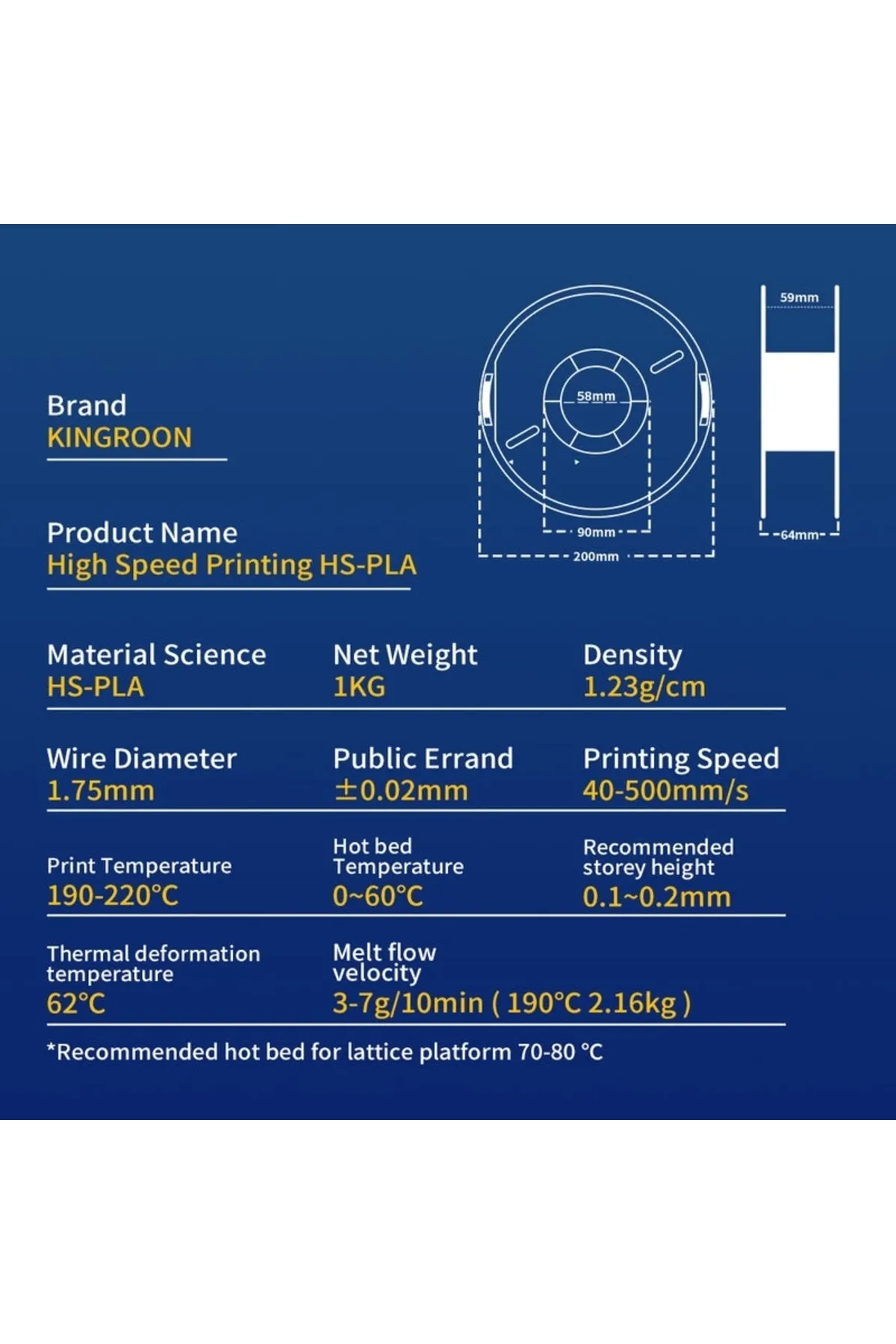 KINGROON Rapid Pla Filament Beyaz (HYPER SPEED)