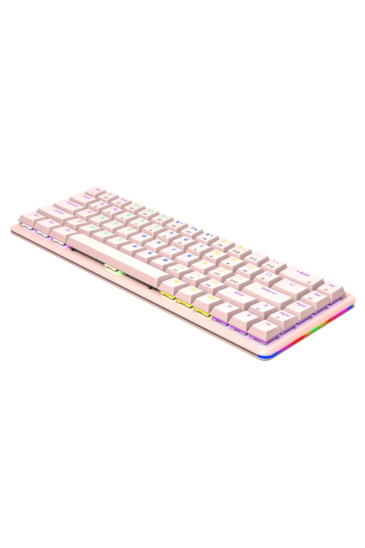 Rampage REBEL Pembe US Layout Rainbow Low Profile RED SWITCH Mekanik Gaming Oyuncu Klavye