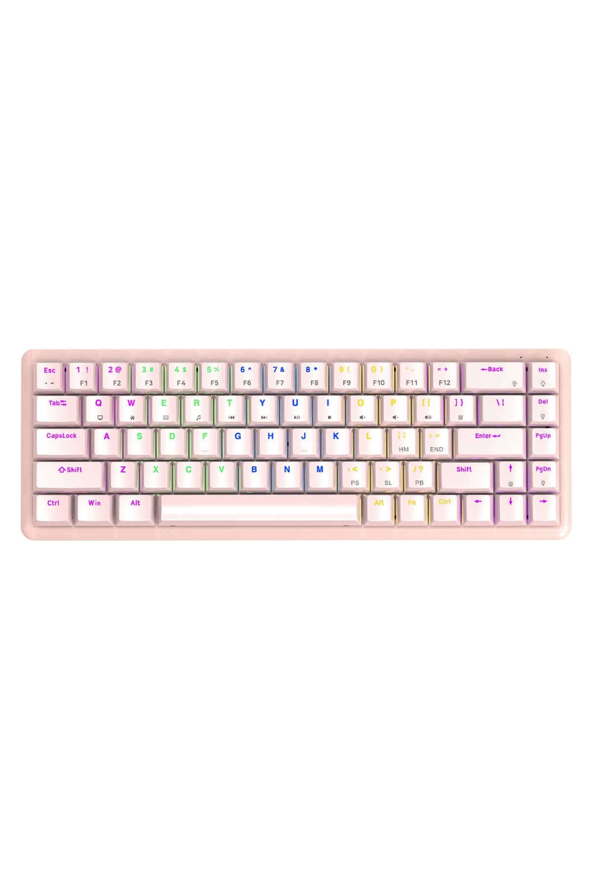 Rampage REBEL Pembe US Layout Rainbow Low Profile RED SWITCH Mekanik Gaming Oyuncu Klavye