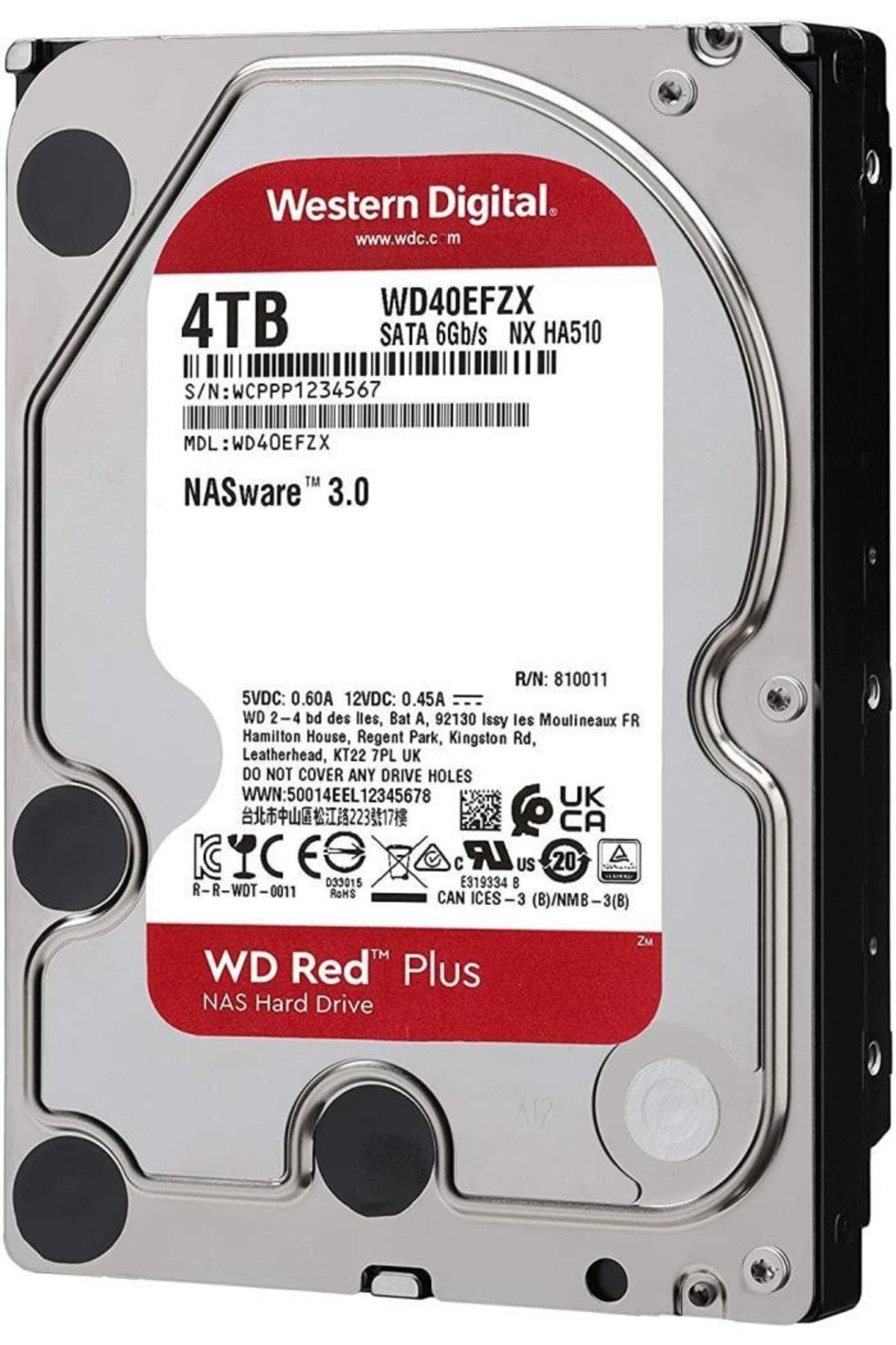 WD Red Plus, Wd40efzx, 3.5", 4tb, 128mb, 5400 Rpm, 7/24 Güvenlik-nas-server, Hdd