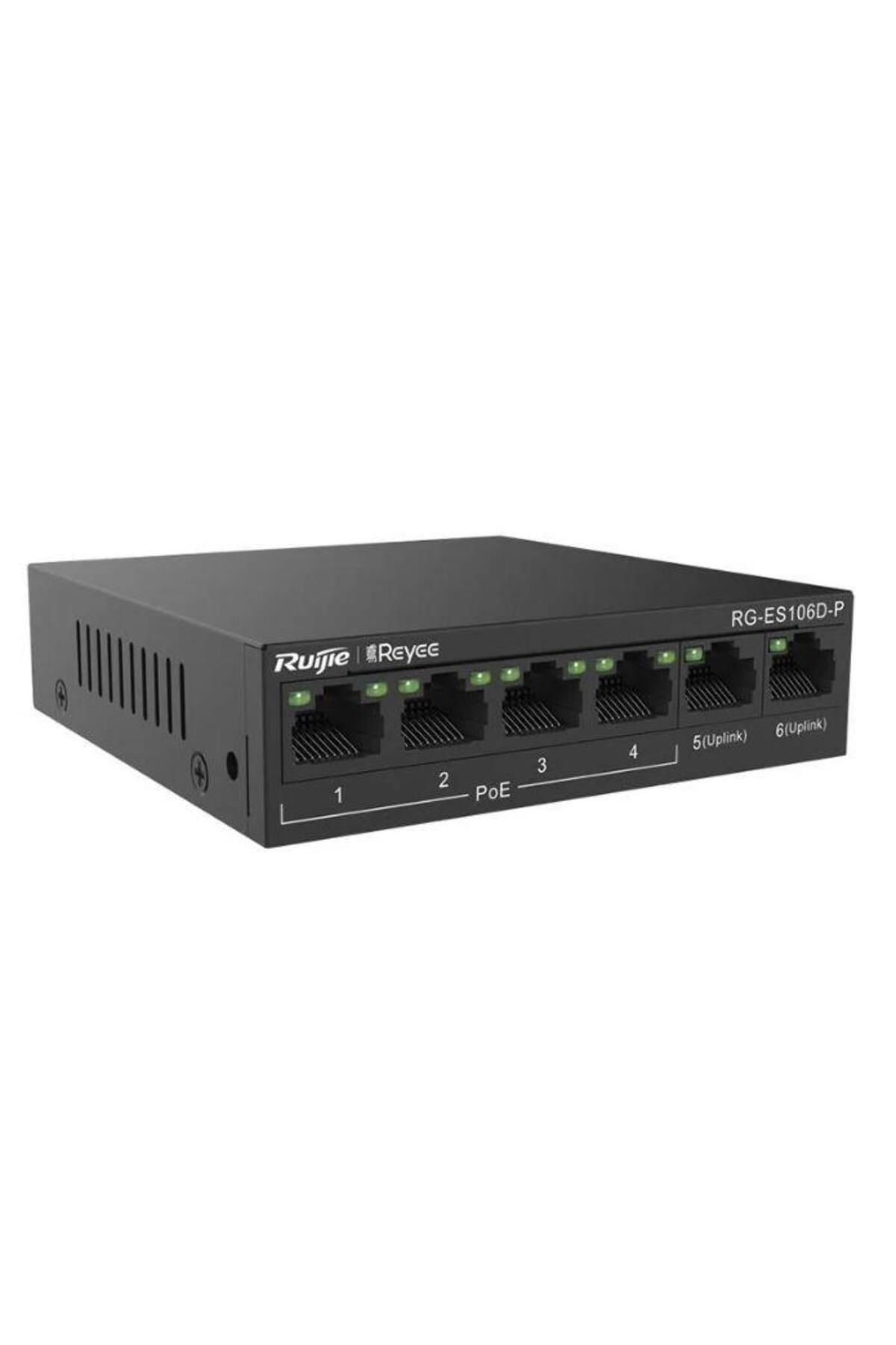 Genel Markalar -reyee Rg-es106d-p 4 Port Poe 10-100-1000 Mbps 2 Port 10-100 Mbps Uplink Switch