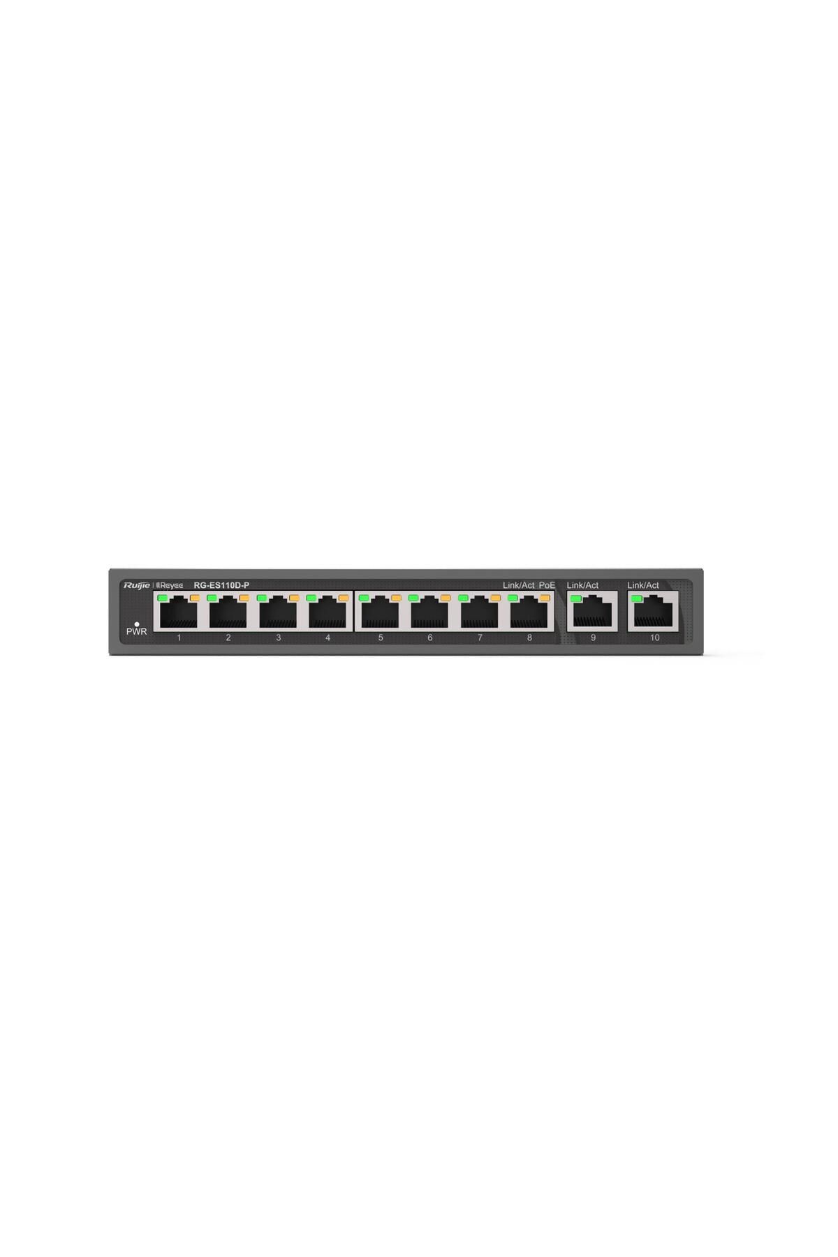 RUIJIE Reyee RG-ES110D-P 10PORT 110W 2xgigabit Uplink 8 Port Poe Yönetilemez Switch