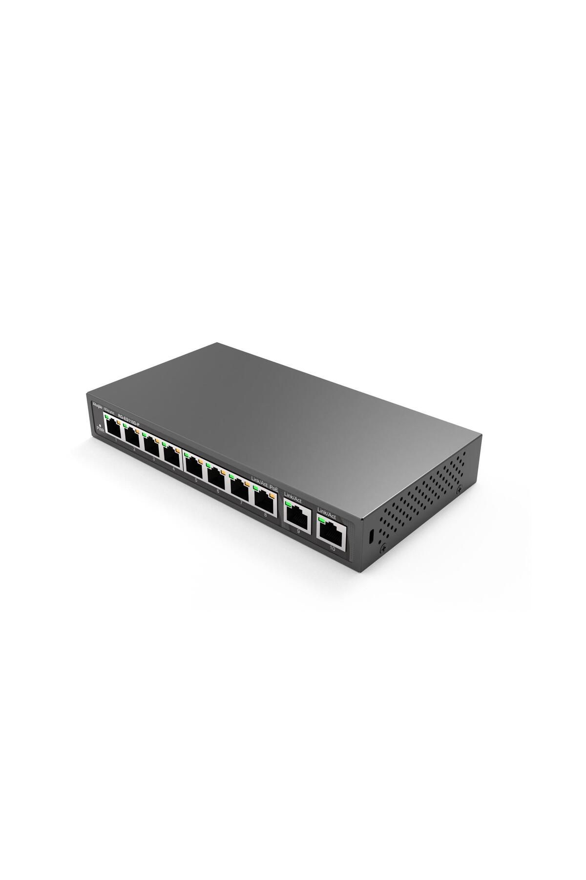 RUIJIE Reyee RG-ES110D-P 10PORT 110W 2xgigabit Uplink 8 Port Poe Yönetilemez Switch