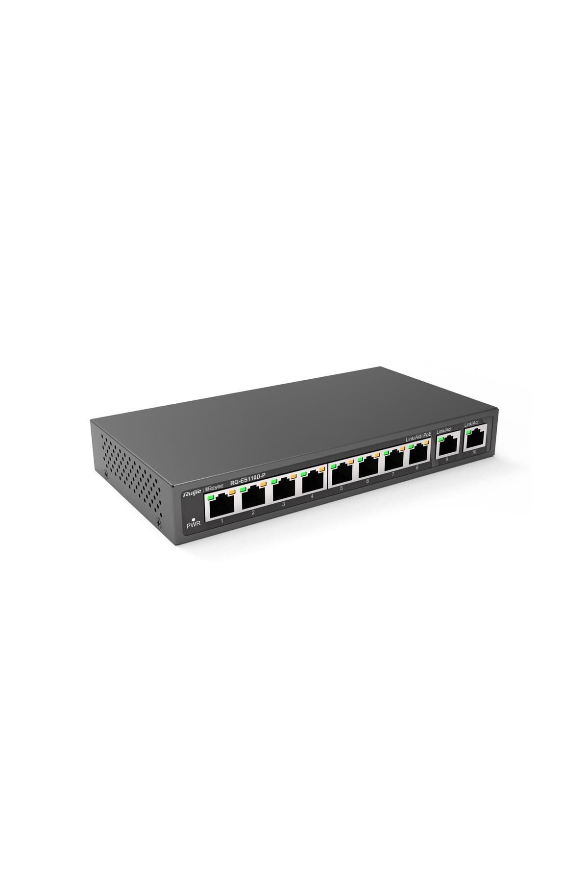 RUIJIE Reyee RG-ES110D-P 10PORT 110W 2xgigabit Uplink 8 Port Poe Yönetilemez Switch