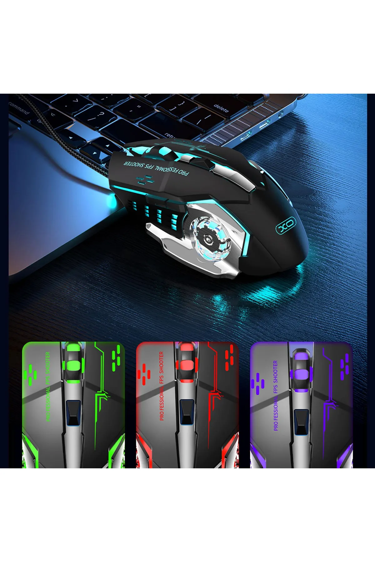 Xo Rgb Işıklı Hassas Dpi Ayarlı Mekanik Hisli Hasır Kablolu Profesyonel Gamer Oyuncu Mouse