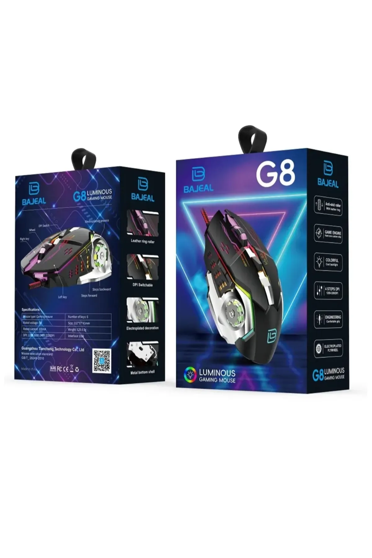 HOBİPİX RGB Işıklı Örgü Kablolu 6 Düğme Gaming Oyuncu Mouse 3200 Dpi