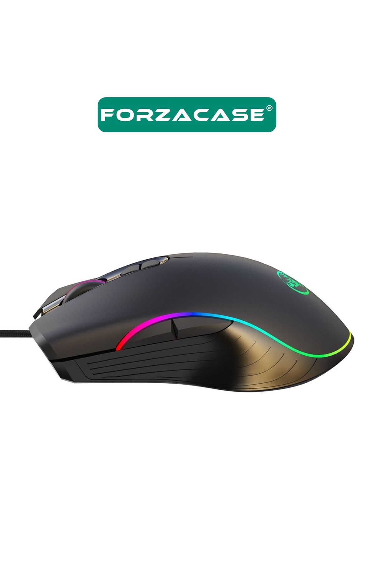 Forzacase RGB Işıklı Örgü Kablolu 7200 DPI Makrolu 7 Tuş Gaming Oyuncu Mouse - FC872