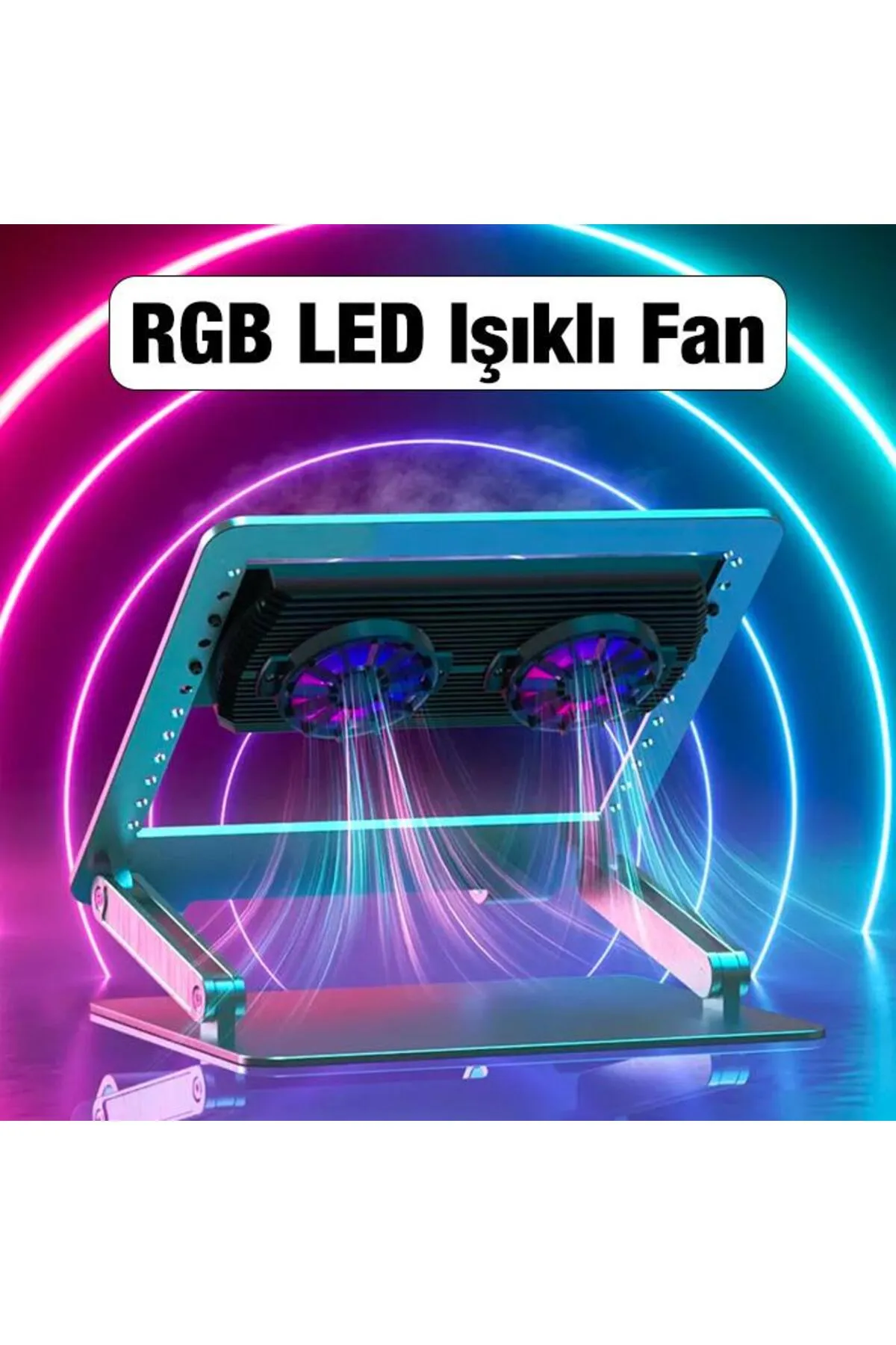 coofbe Rgb Işıklı Yüksekli Ayarlı Çift Fanlı Dizüstü Bilgisayar Laptop Soğutucu Stand Laptop Masası