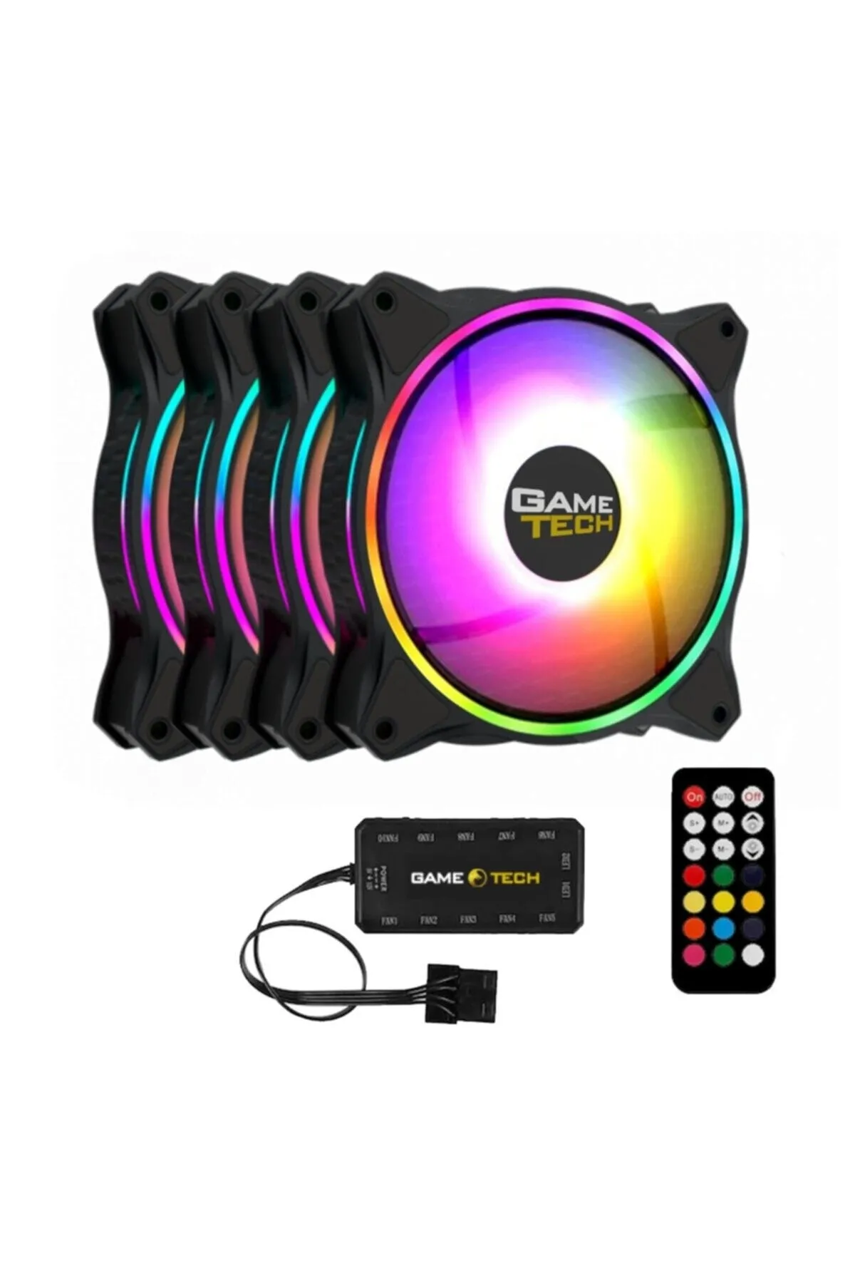 Gametech Rgb Kumandalı 4x12cm Kasa Fan (4lü Kit Halo Model)