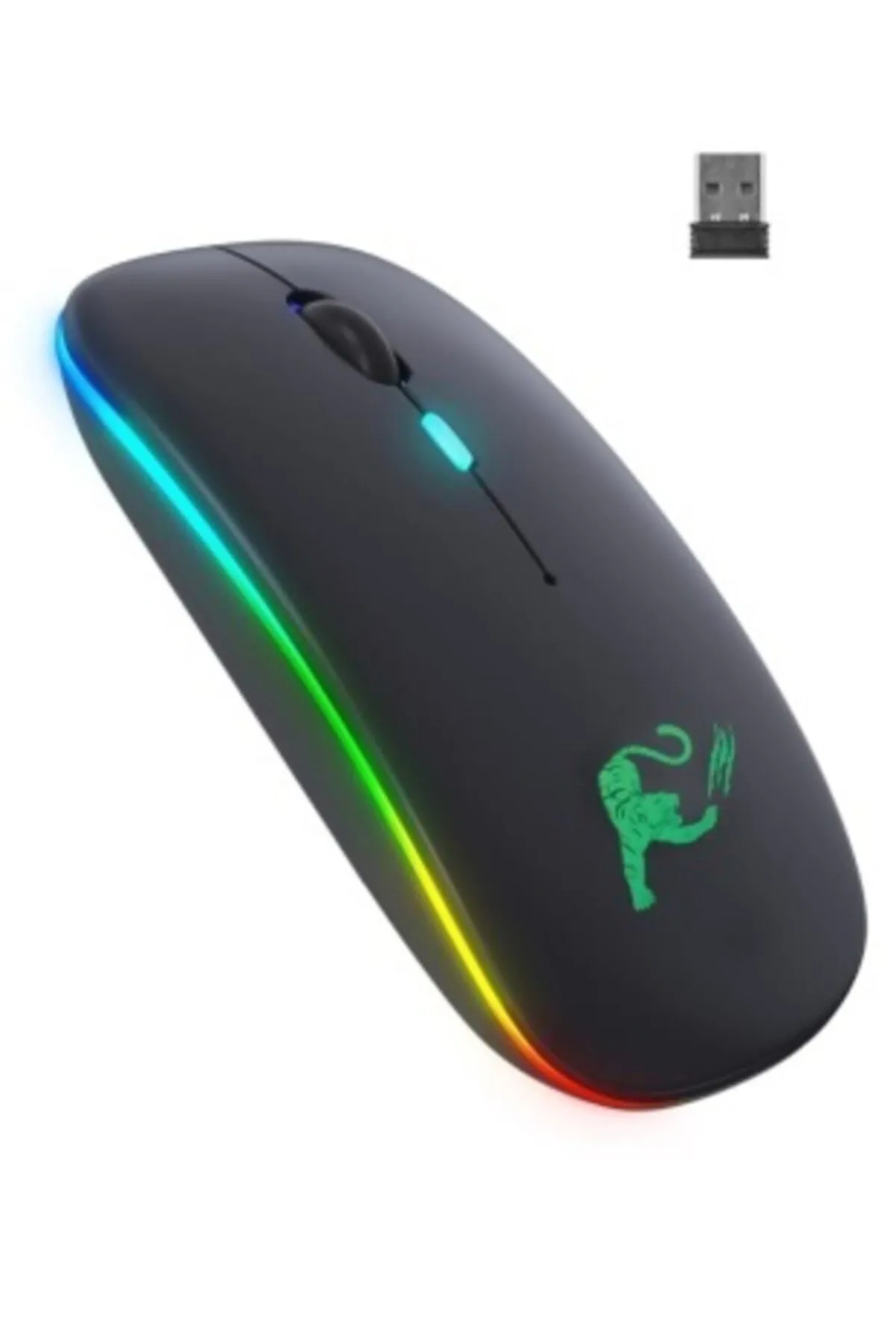 JUNGLEE Rgb Led Işıklı Şarjlı Kablosuz Mouse Sessiz 2.4 Ghz Usb Wireless 800-1200-1600 Ayarlanabilir Dpi