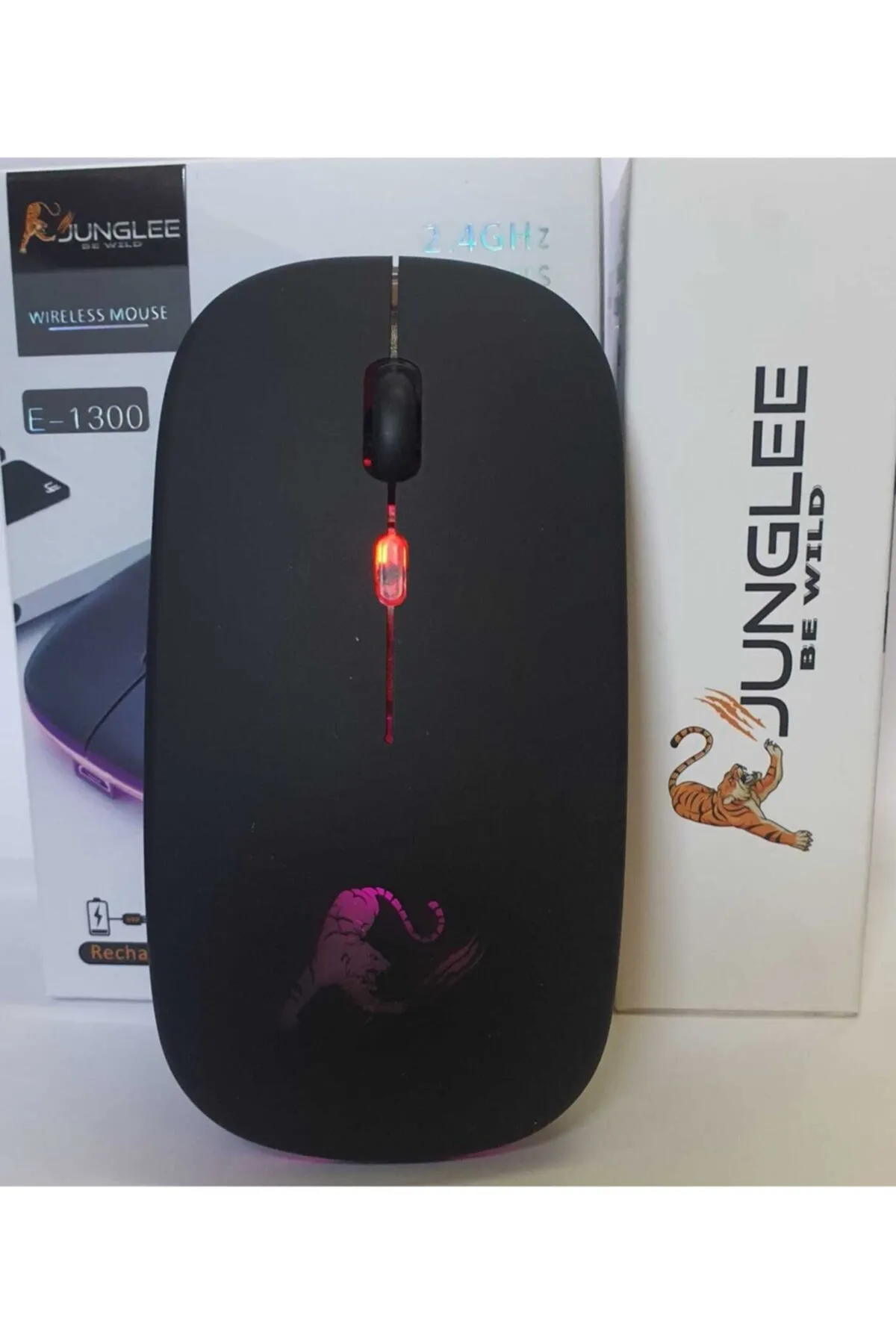 JUNGLEE Rgb Led Işıklı Şarjlı Kablosuz Mouse Sessiz 2.4 Ghz Usb Wireless 800-1200-1600 Ayarlanabilir Dpi