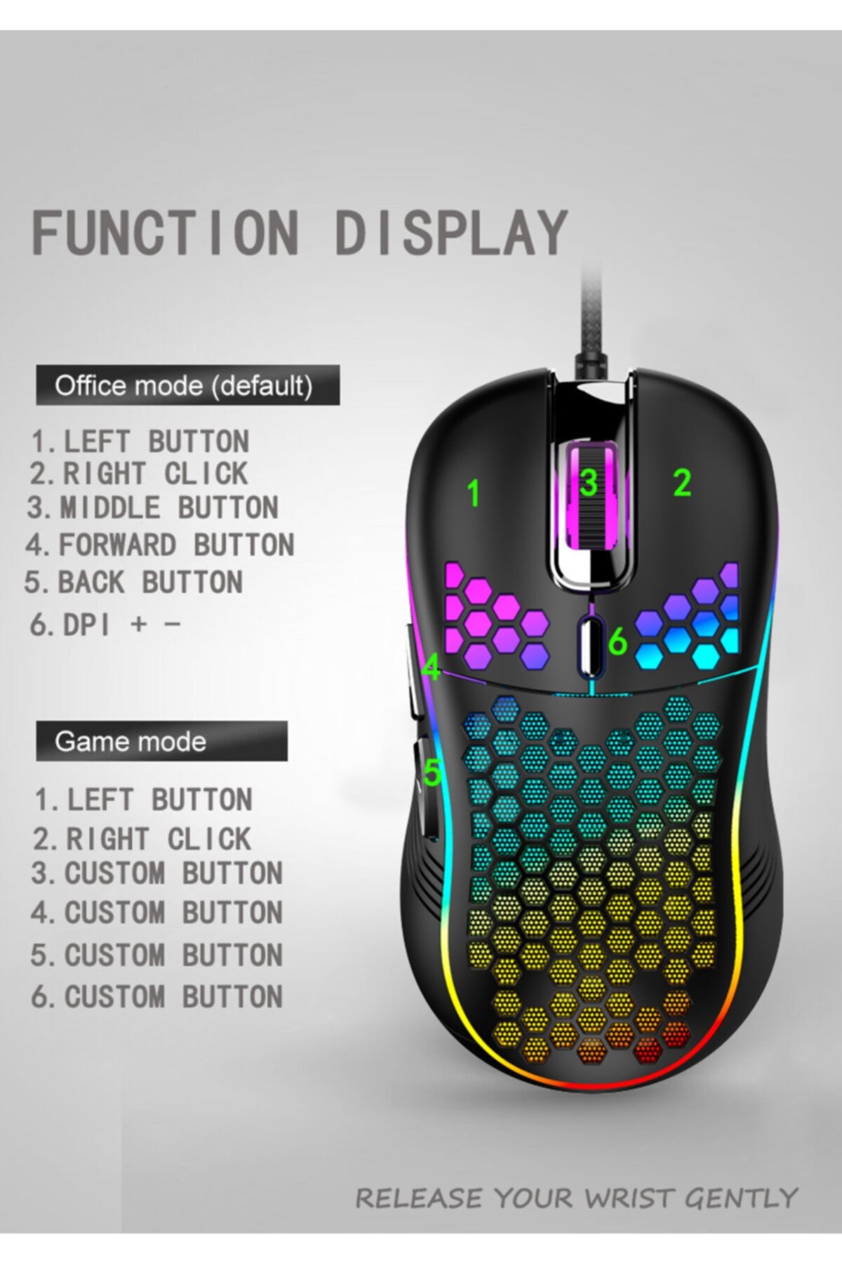 Tastech Rgb Led Işıklı Oyuncu Mouse Gaming 800-2400 Dpi 0 Oyun Mouse Mat Siyah