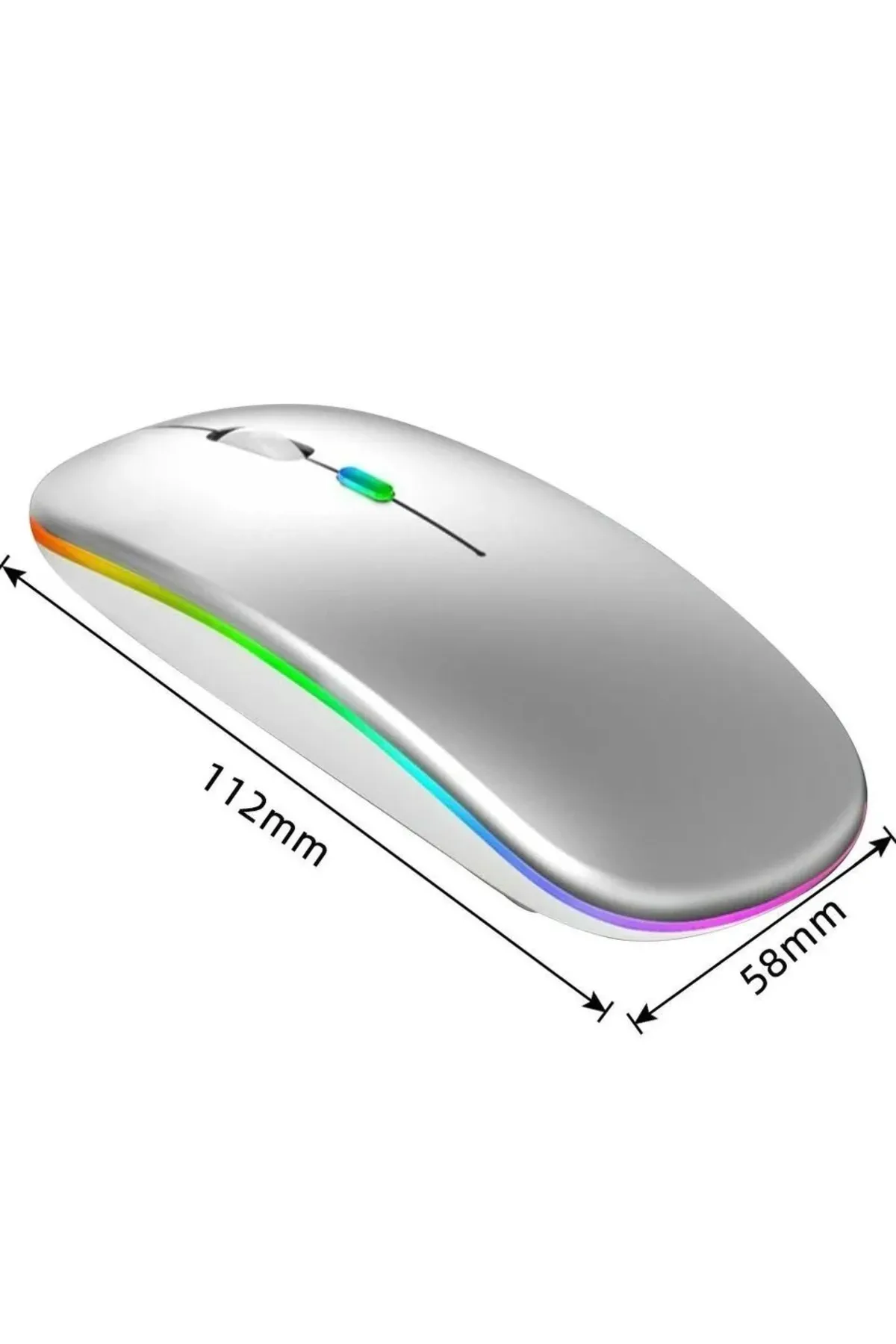 WOTOBE Rgb Ledli Şarj Edilebilir Sessiz Tıklamalı Ergonomik Çift Modlu Kablosuz Bluetooth Mouse