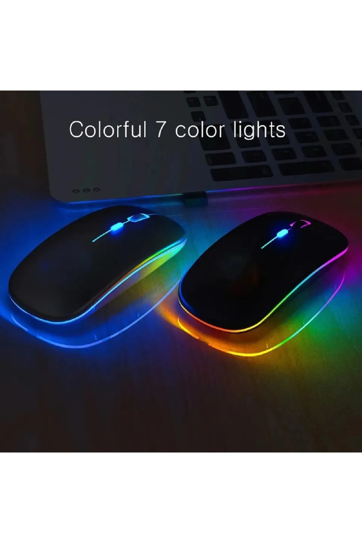 WOTOBE Rgb Ledli Şarj Edilebilir Sessiz Tıklamalı Ergonomik Çift Modlu Kablosuz Bluetooth Mouse