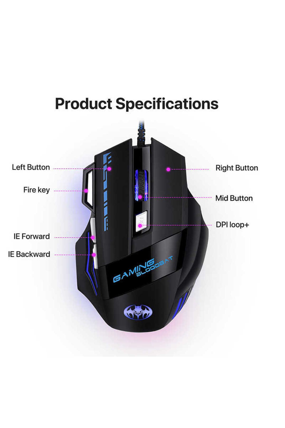 Canpay RGB Renkli LED Işıklar ve Dayanıklı Yapıyla Oyuncu Gaming Mouse (İleri ve Geri Tuşlu,6800 DPI)