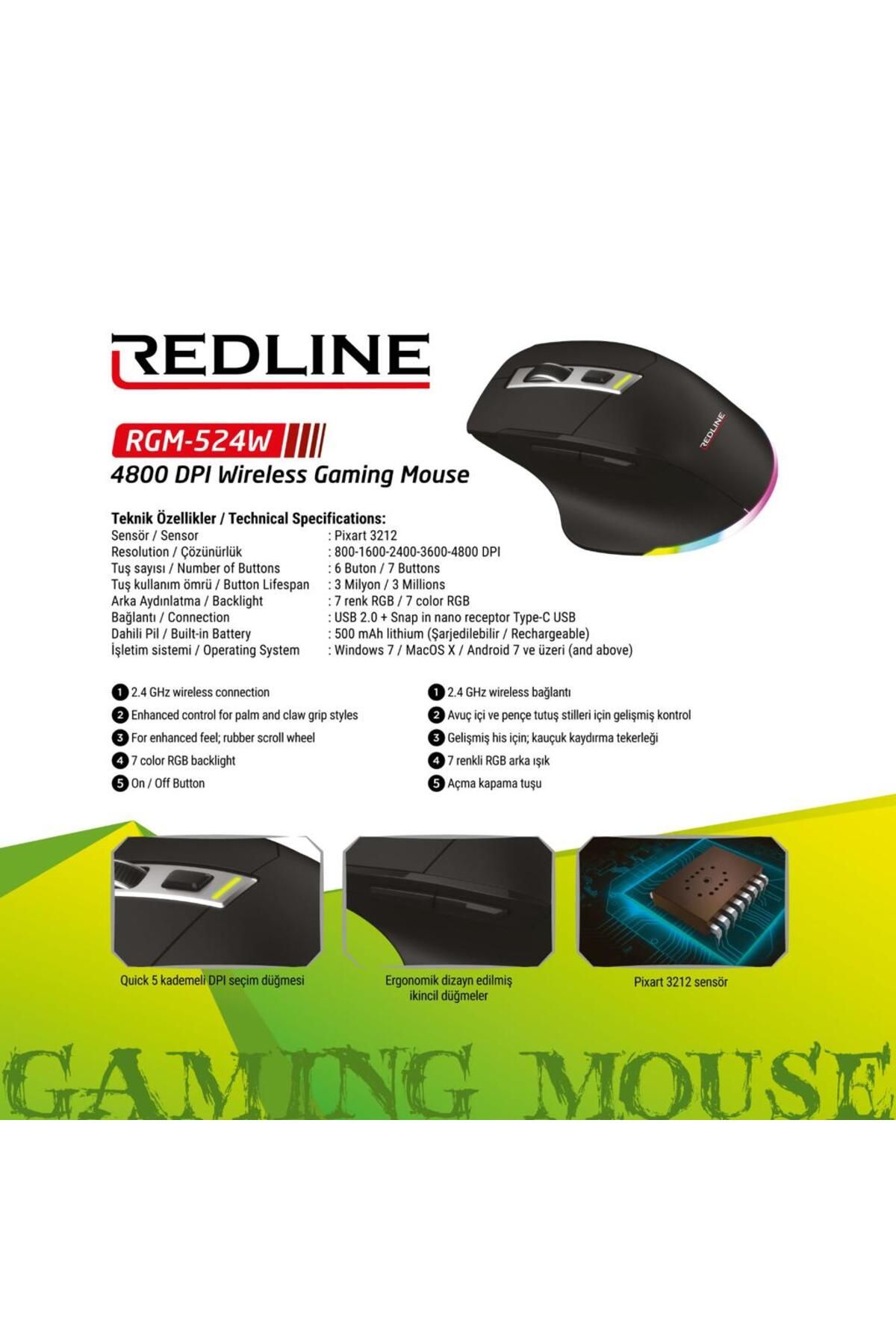 Redline RGM-524W 2.4G Wireless Gaming Mouse