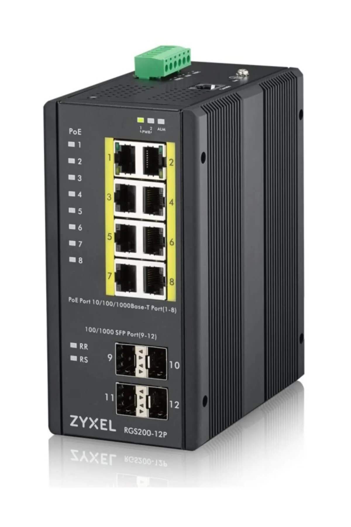 Zyxel RGS200-12P 12 PORTLU GBE YÖNETİLEBİLİR POE ENDÜSTRİYEL SWITCH