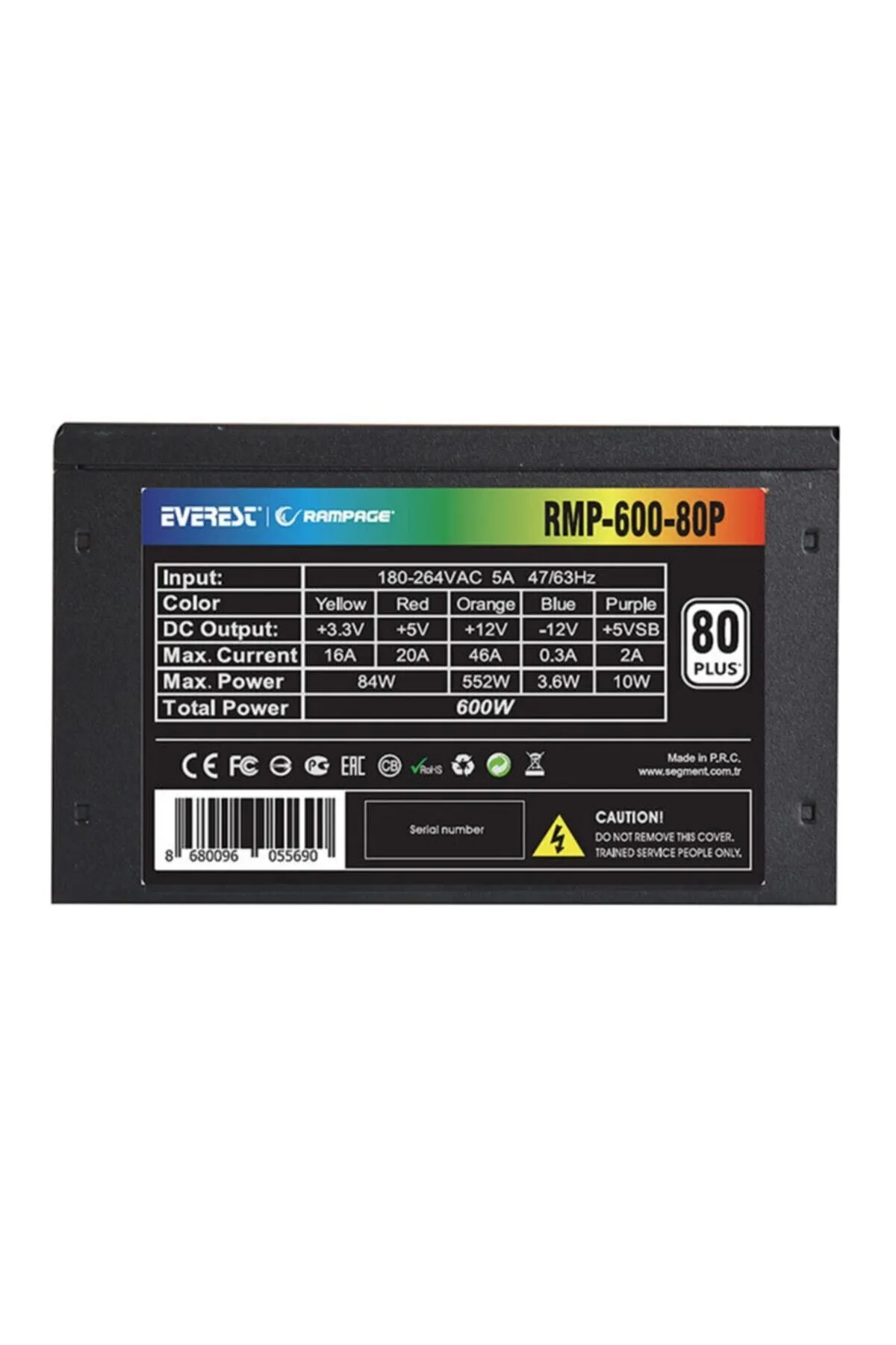 Rampage Rmp-600-80p 600w 80plus 120mm Fanlı Güç Kaynağı