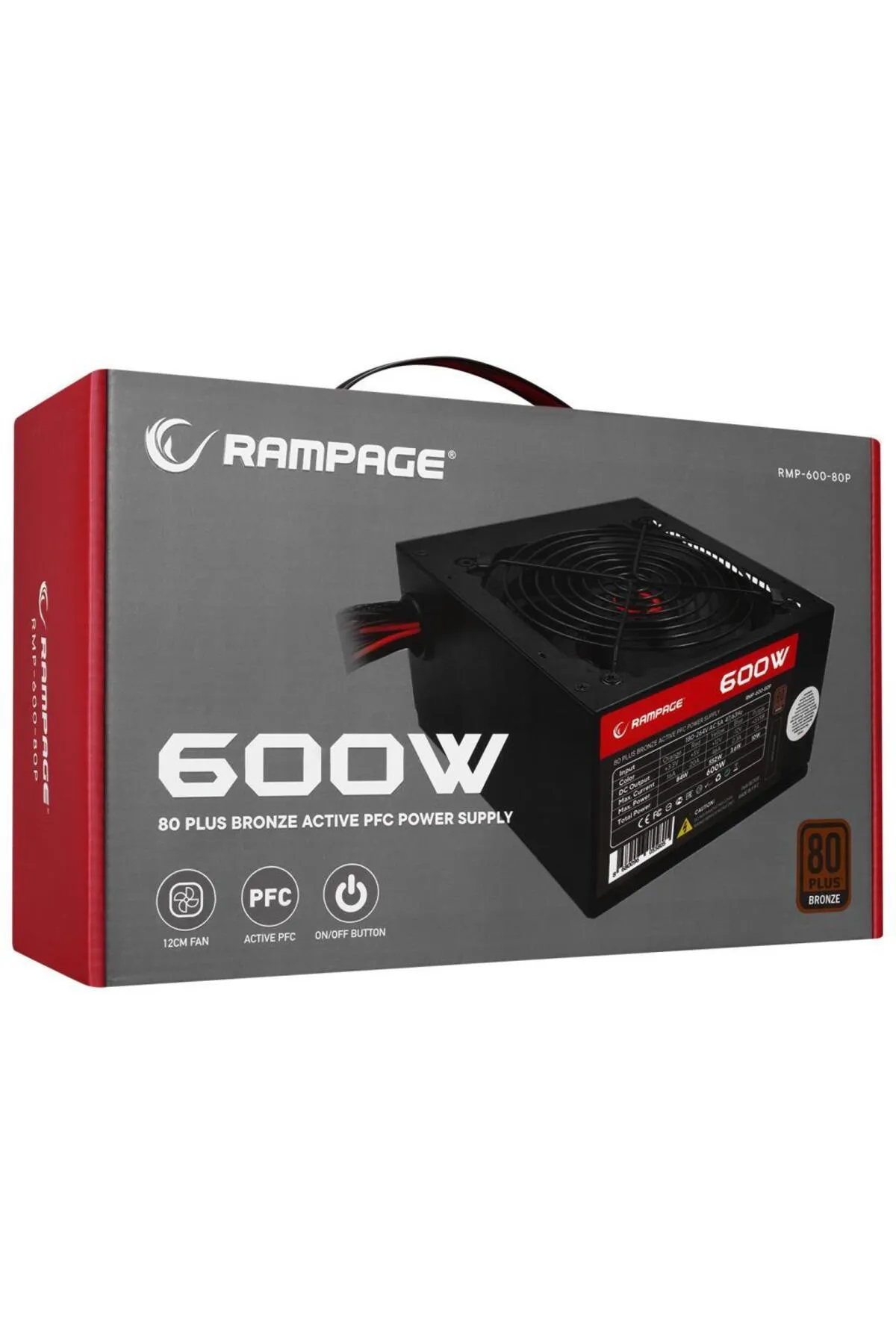 Rampage Rmp-600-80p 600w 80plus Bronz 12cm Fan Aktif Pfç Power