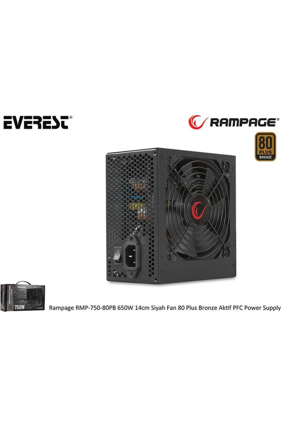 Rampage Rmp-750-80pb 750w 14cm Siyah Fan 80 Plus Bronze Aktif Pfc Power Supply