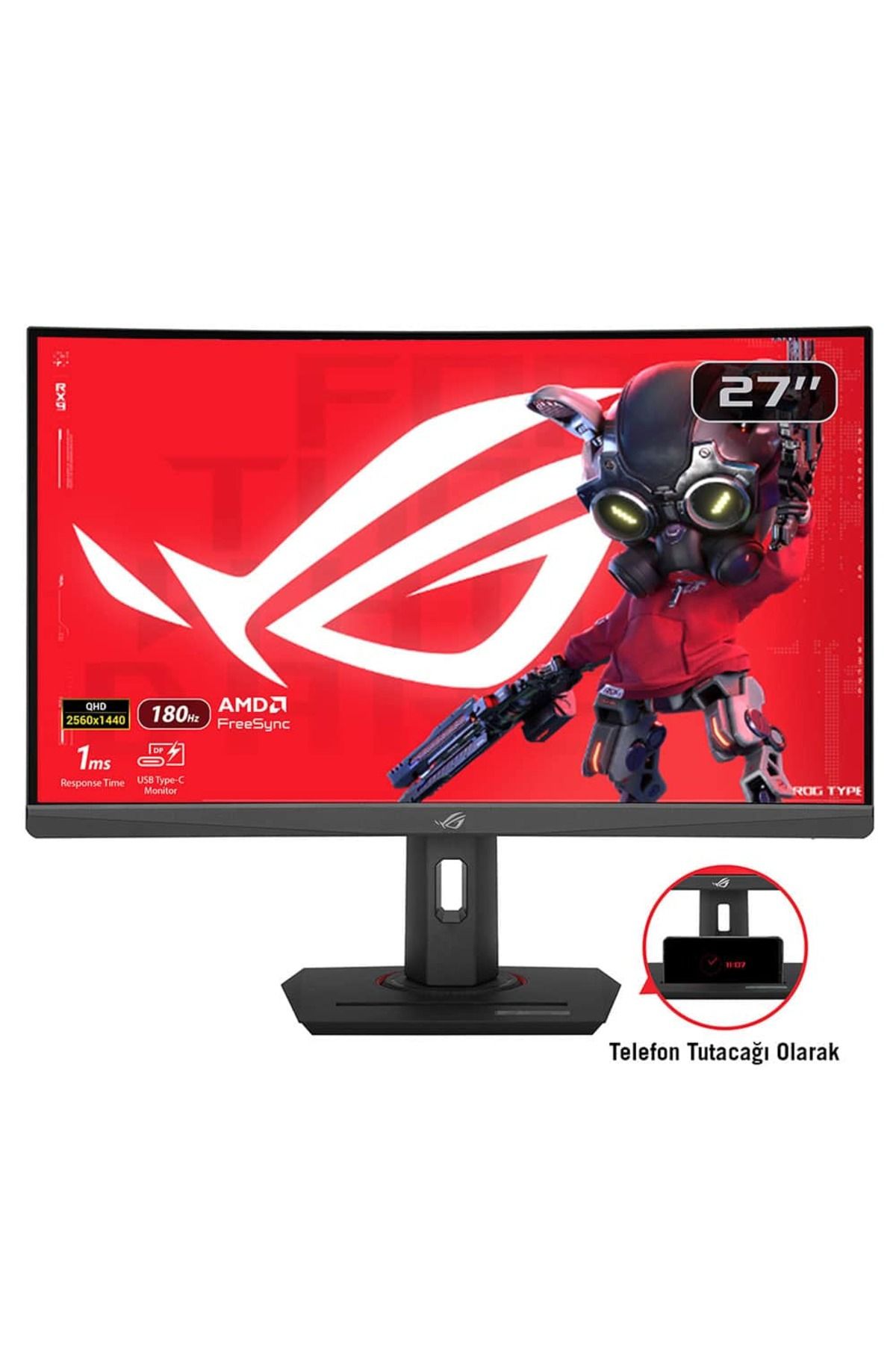 Asus ROG Strix XG27WCS 27 inç 180Hz 1ms 2K WQHD FreeSync Fast VA Kavisli Gaming Monitör