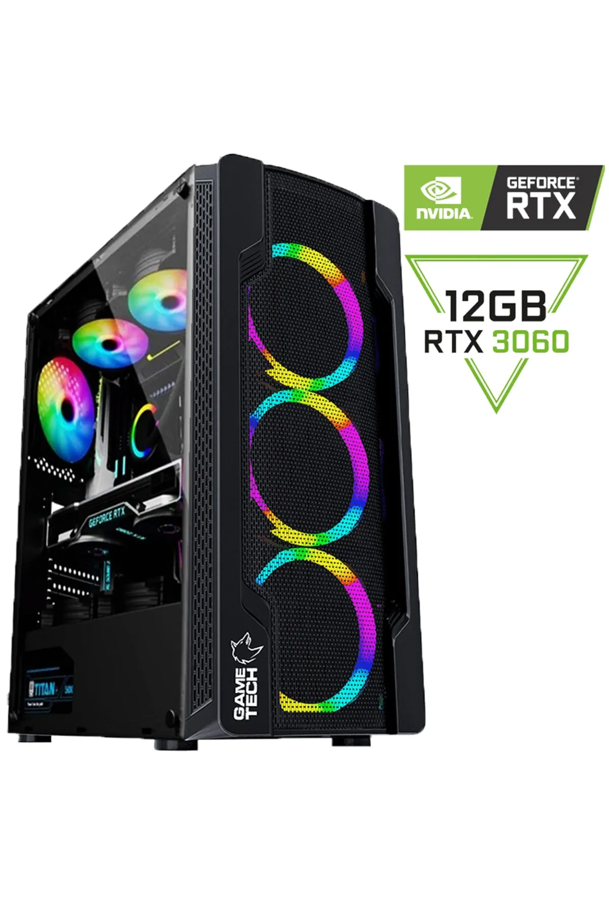 METSA Rtx01 Ryzen 5 5500 16gb Ddr4 500gb Ssd Rtx3060 12gb Oyuncu Masaüstü Bilgisayar