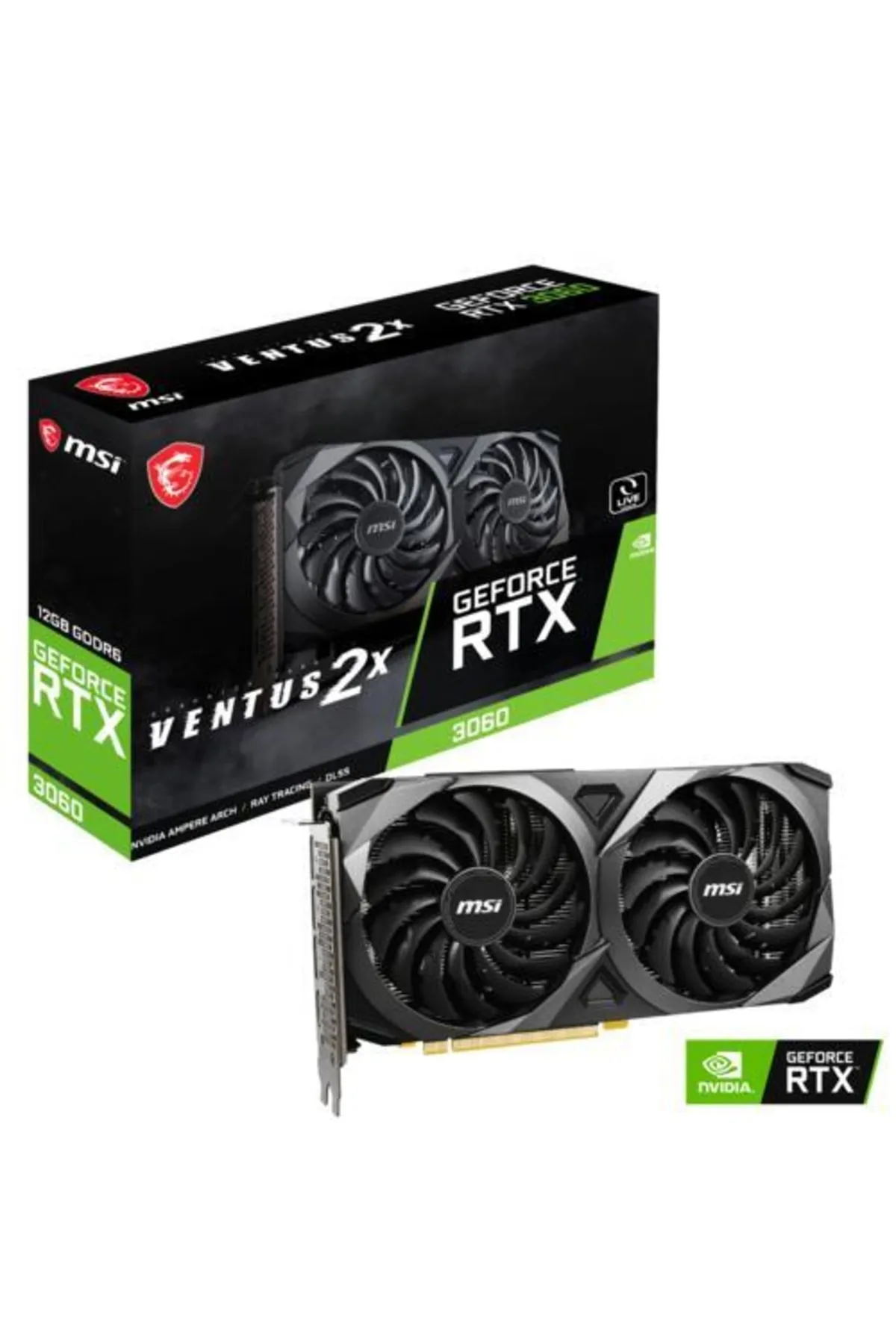 MSI Rtx3060 Ventus 2x Oc 12gb Gddr6 192bit 3xdp/1xhdmı Pcı-e 4.0 Dx12 Uyumlu