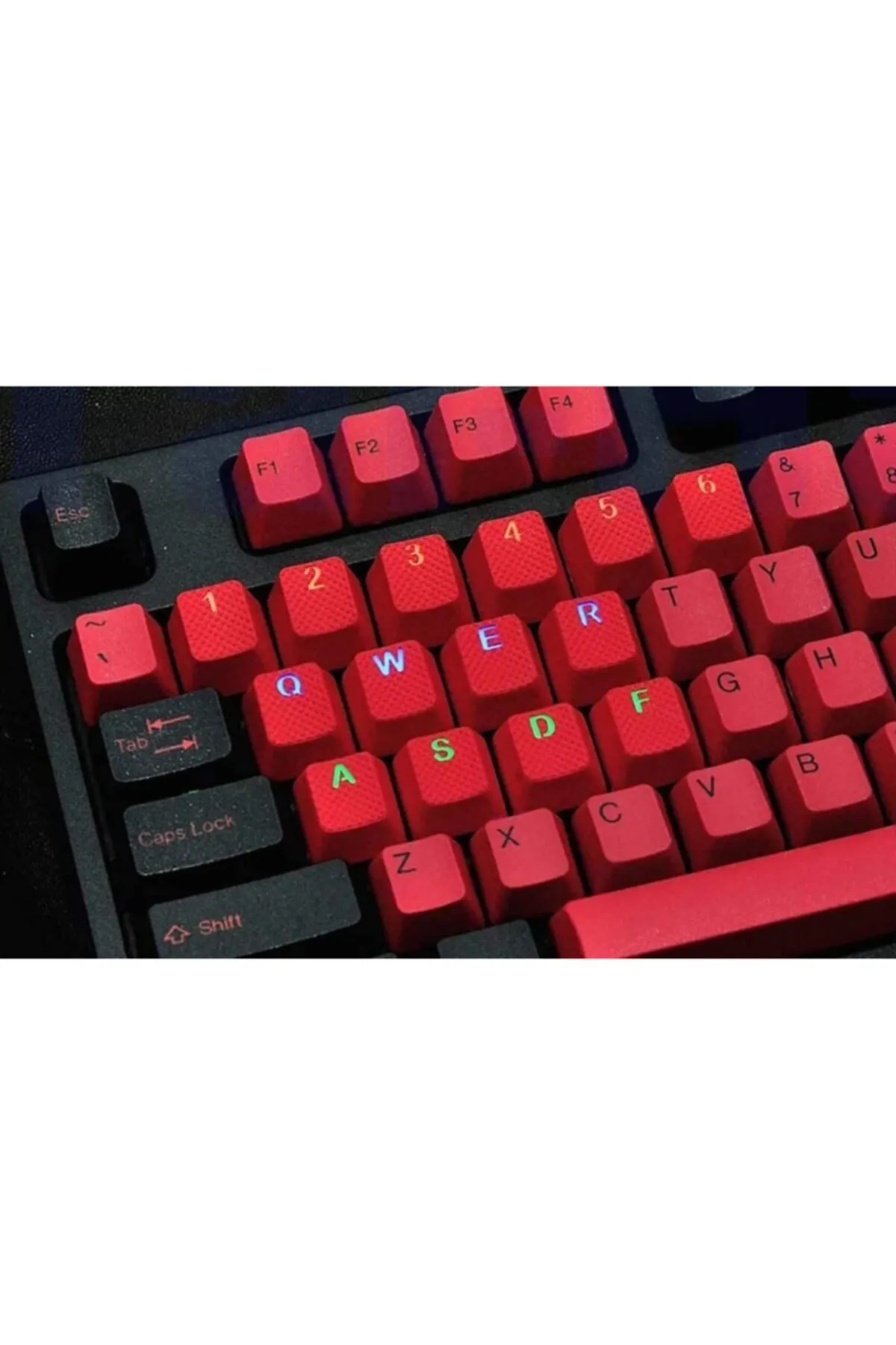 Tai-Hao Rubber Gaming Aydınlatmalı Keycaps Set - 18 Keys Rubberized Doubleshot Key Caps (kırmızı)