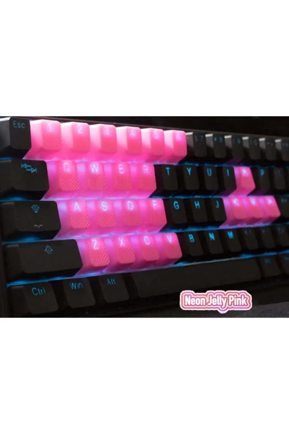 Tai-Hao Rubber Gaming Aydınlatmalı Keycaps Set - 22 Keys Rubberized Doubleshot ( Jelly Pembe )