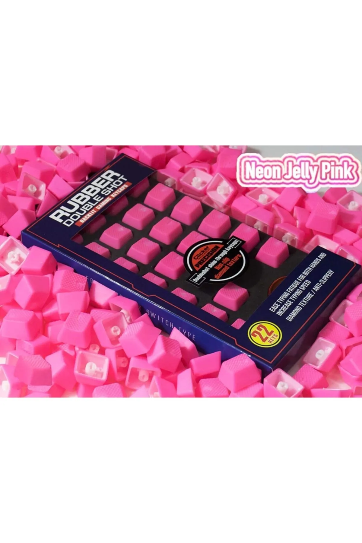 Tai-Hao Rubber Gaming Aydınlatmalı Keycaps Set - 22 Keys Rubberized Doubleshot ( Jelly Pembe )