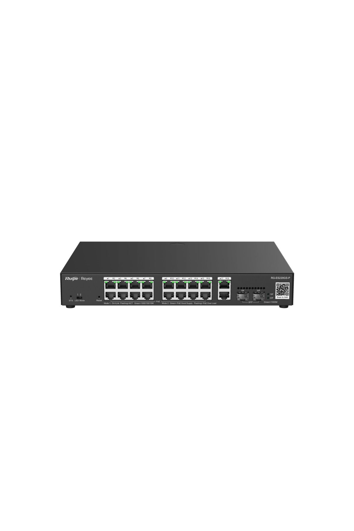 RUIJIE RUİJİE-REYEE RG-ES220GS-P 16XGE-2XGE/SFP-2XGE UPLİNK 250W POE SWİTCH