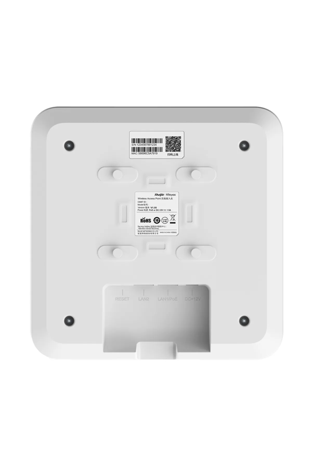 Genel Markalar RUIJIE REYEE RG-RAP2200(E) AC1300 DUAL BAND (2.4 GHZ 400 MBPS/5 GHZ 867 MBPS) IC ORTAM ACCESS POINT