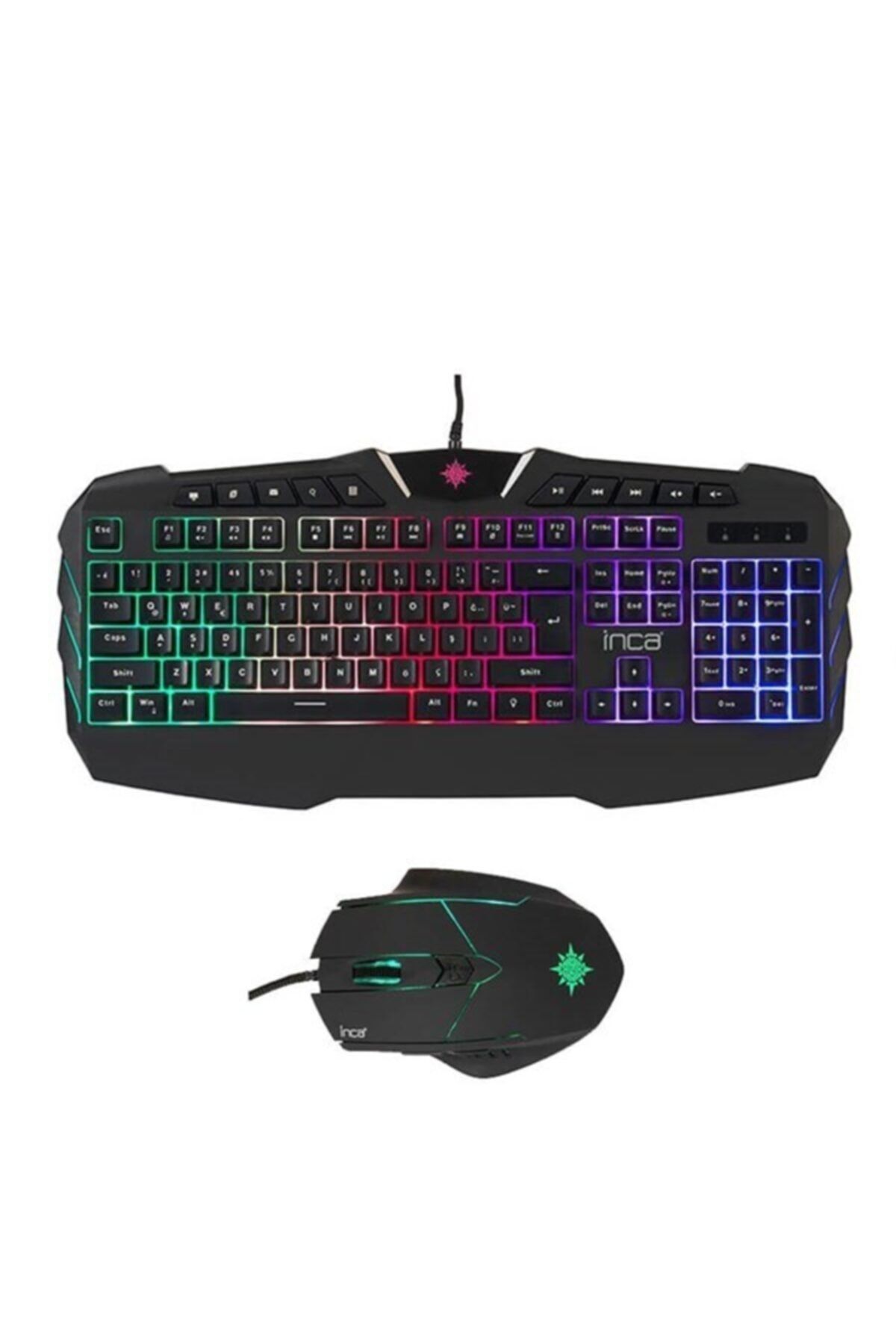 Inca Ruthless Rainbow Efect Gaming Kablolu Klavye Mouse Set Ikg-310