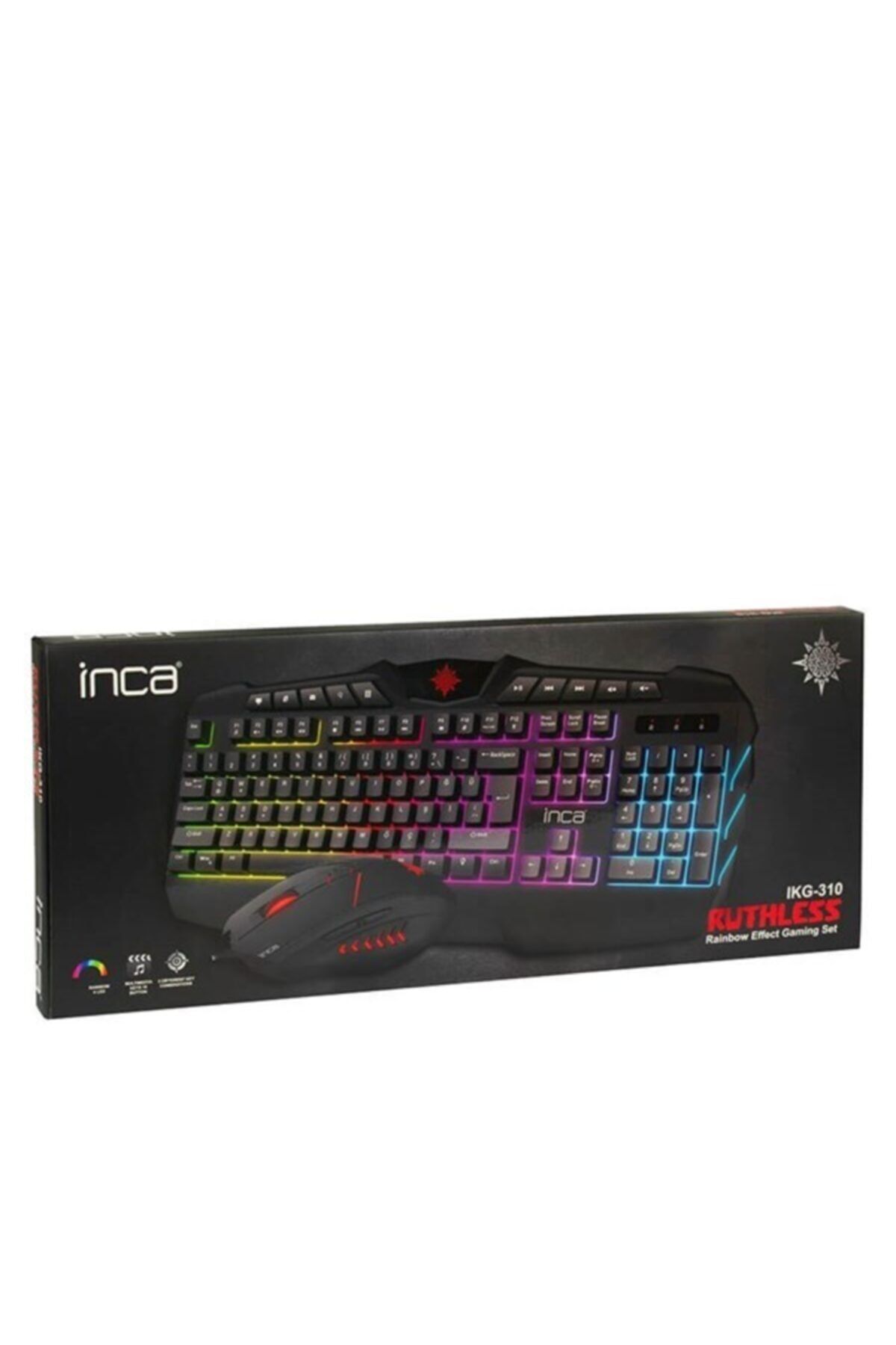 Inca Ruthless Rainbow Efect Gaming Kablolu Klavye Mouse Set Ikg-310