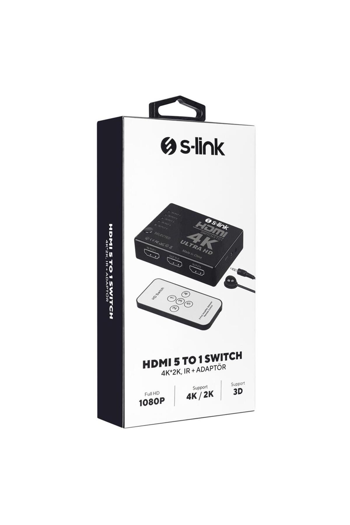 Nusrat Bilişim S-link SL-HSW75 HDMI 5in1 Otomatik 5Li Metal Switch