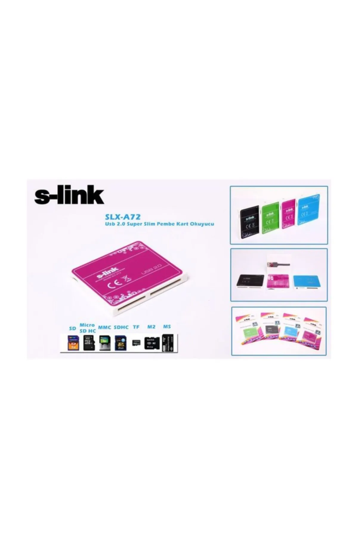 S-link S-Lınk Slx-A72 Usb 2.0 Çoklu Slım Kırmızı Kart Oku