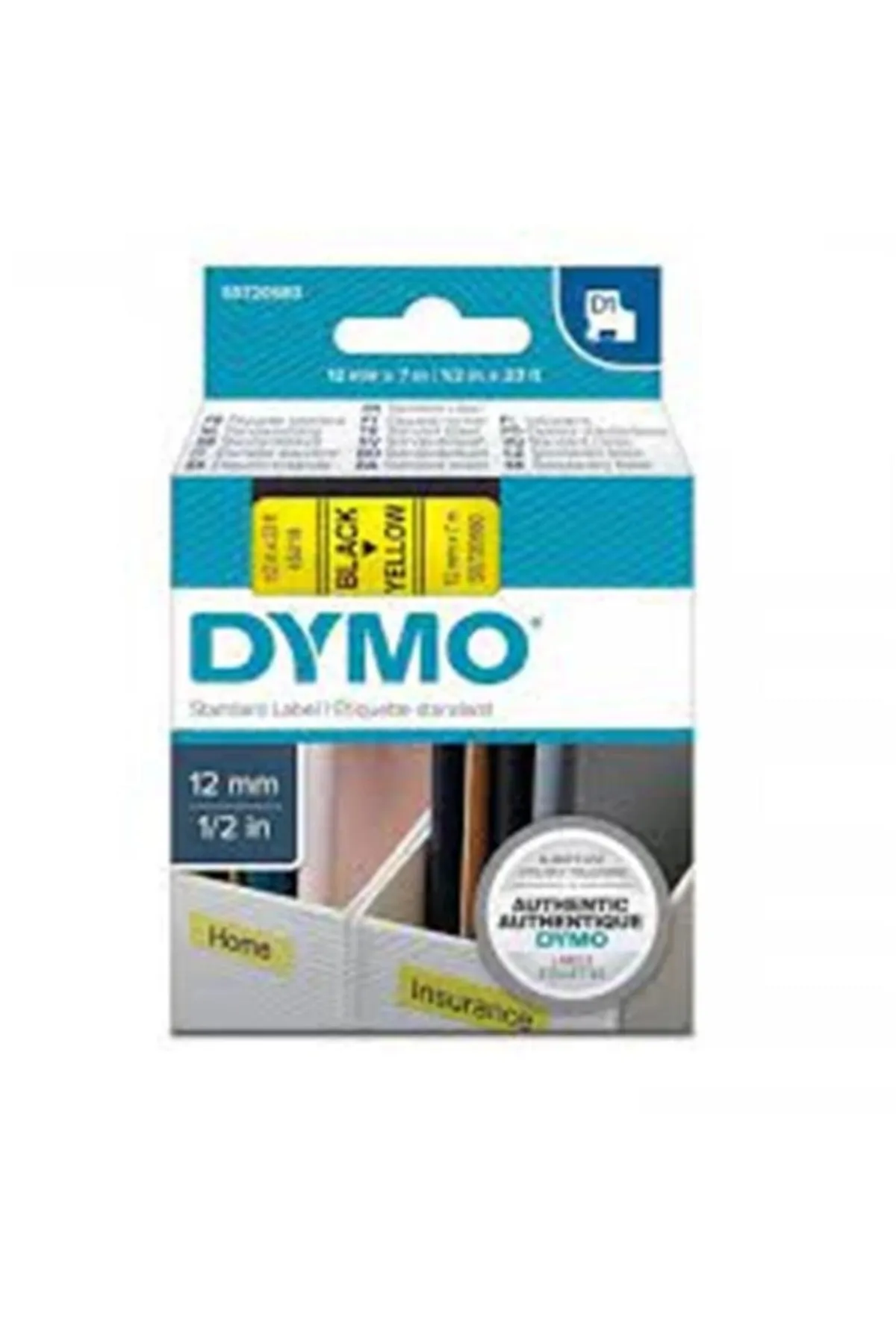 Dymo S0720580 D1 Yedek Şerit 12mmx 7 Metre Sarı-siyah 45018