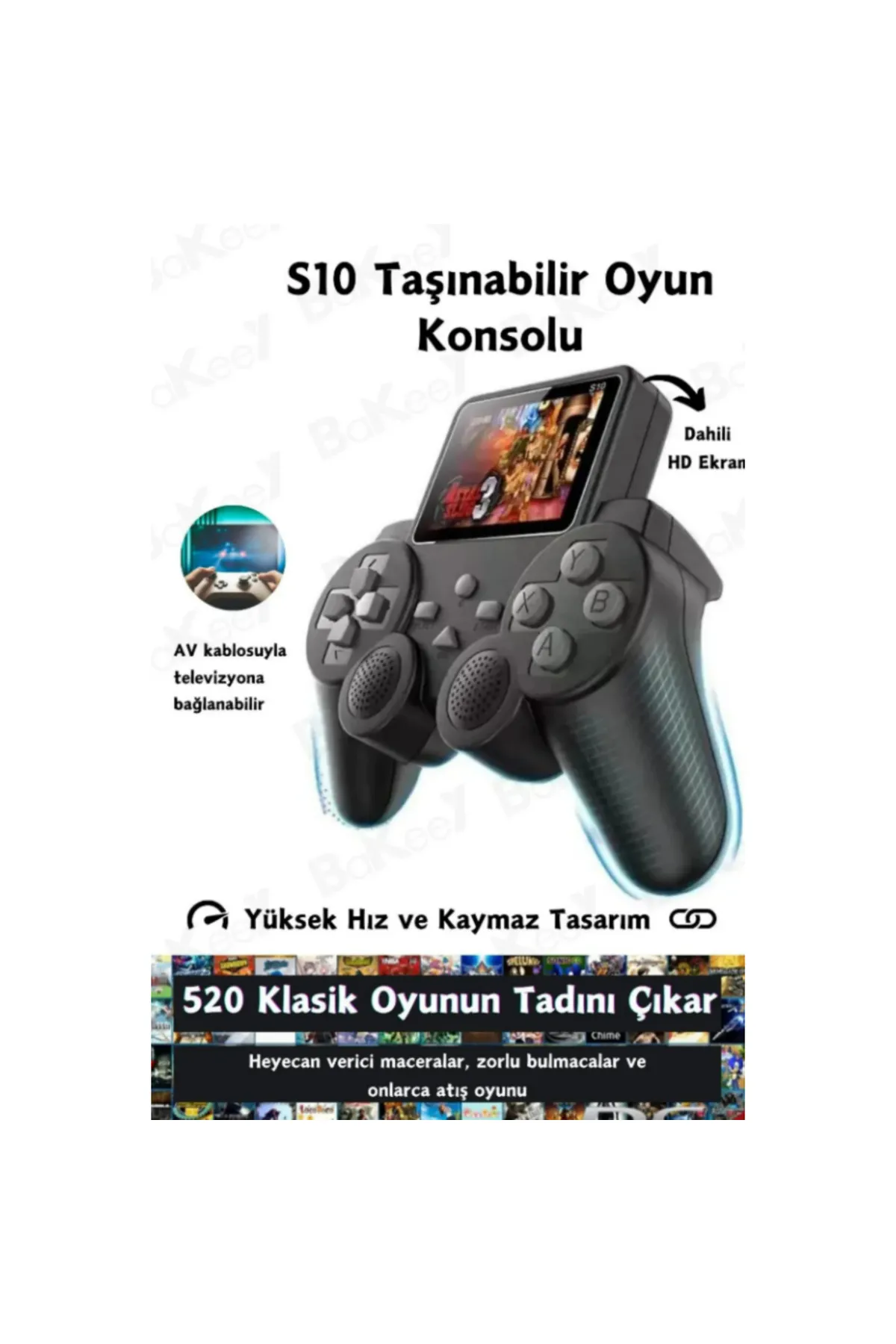 Ozmik S10 Hafif Taşınabilir Renkli Ekranlı 520 Uyumlu Oyunlu Kablosuz Taşınabilir Oyun Konsolu Atari