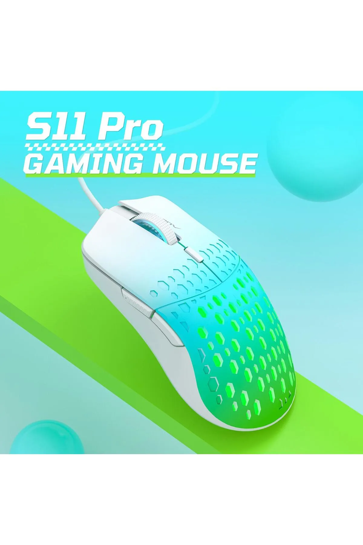 Aula S11 Pro 3600dpı Rgb Optik Gaming Mouse Yeşil